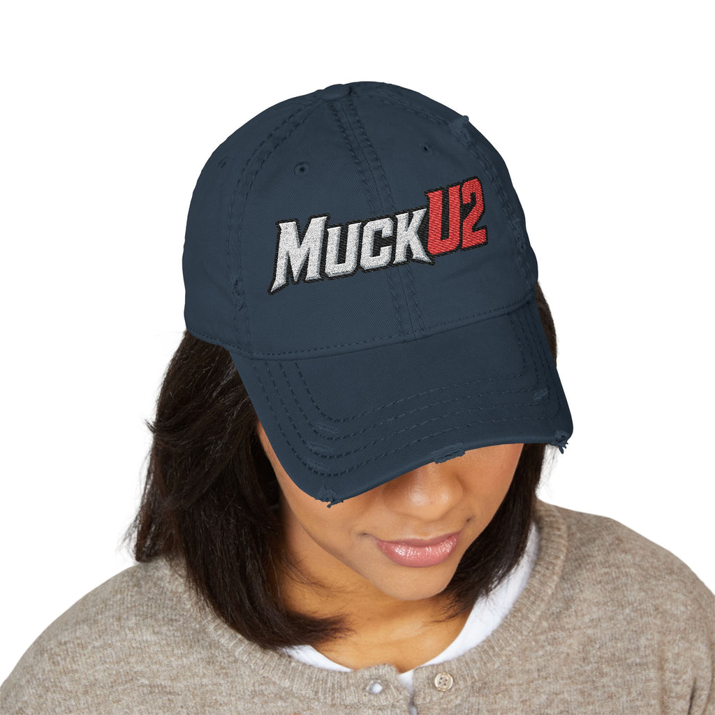 MuckU2 Poker Trucker Cap (white/red logo/SKU 100082)