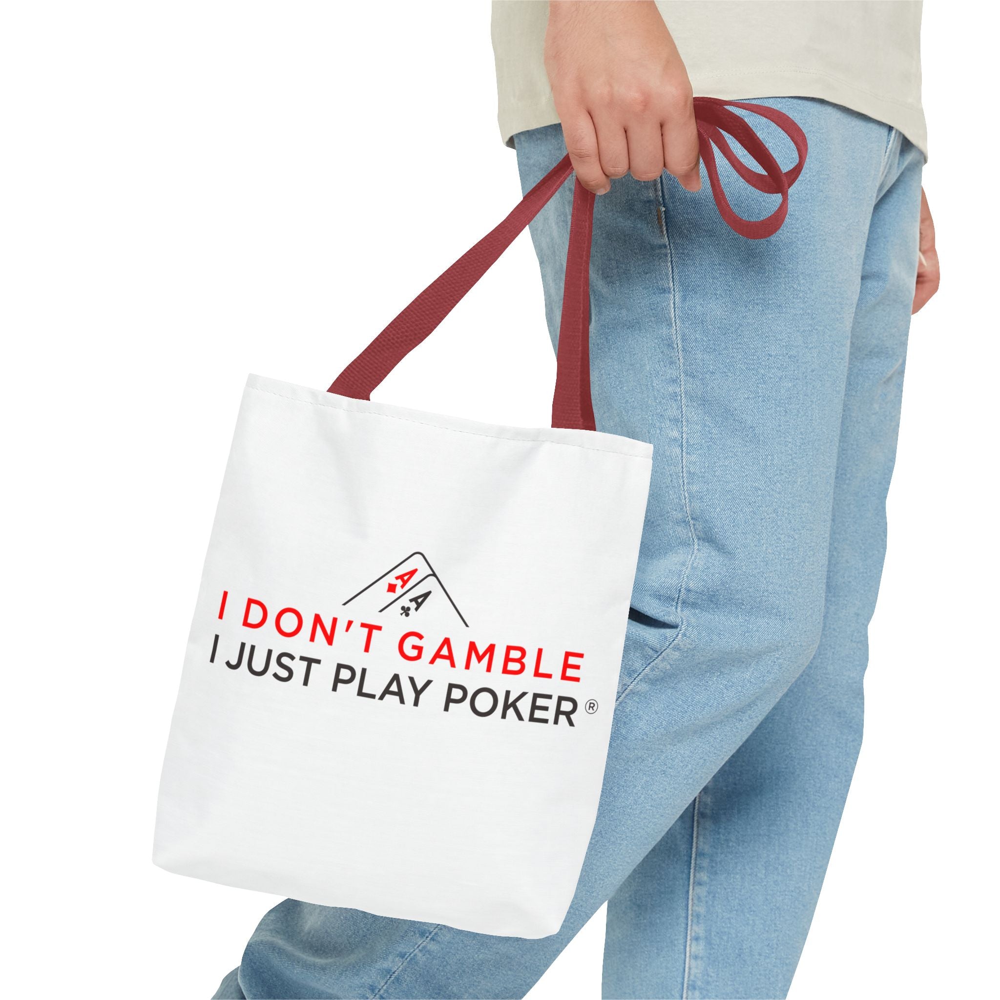 Poker Tote Bag — "I Don't Gamble, I Just Play Poker" Canvas Shopper