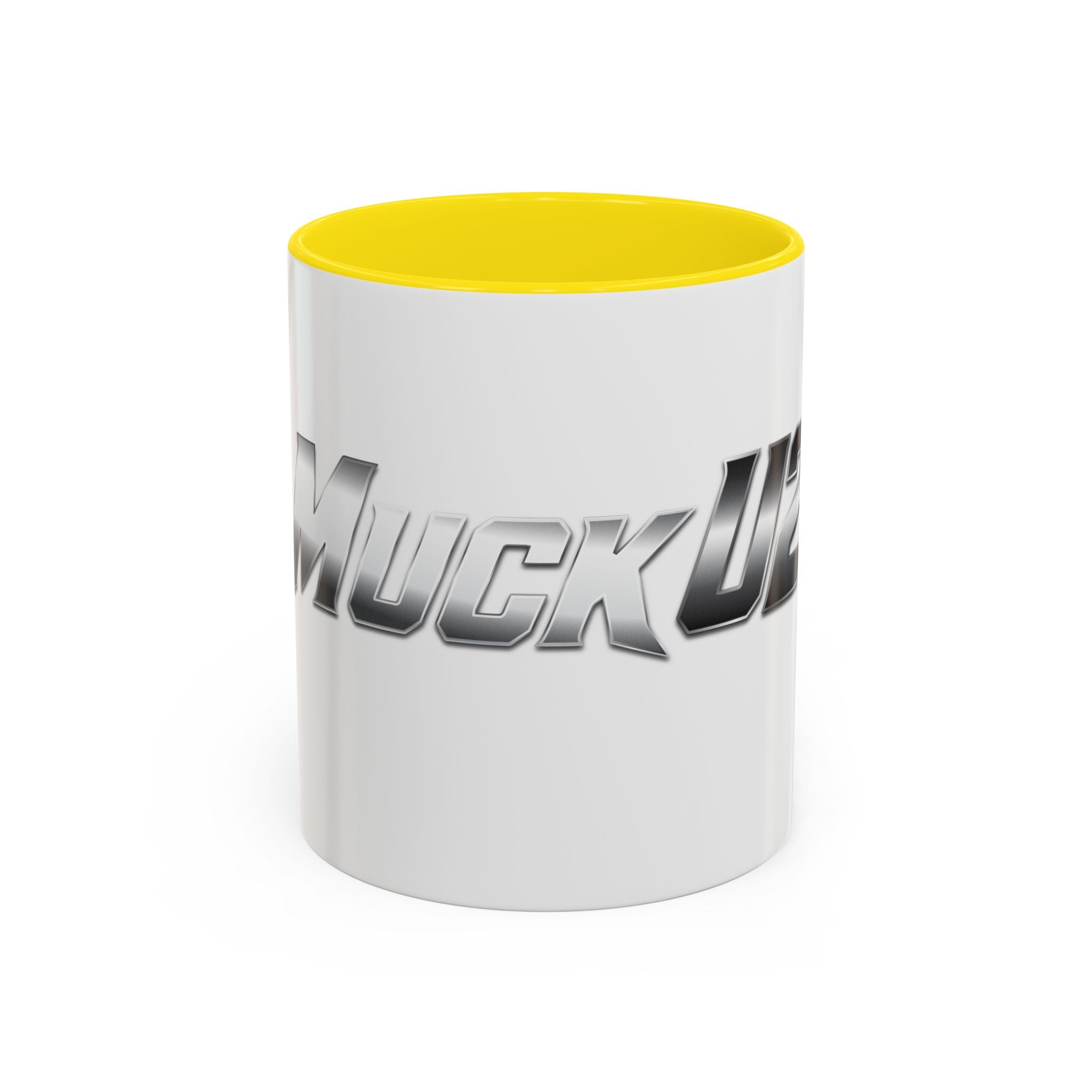 MuckU2 Classic White Mug (gradient silver/black logo/SKU 100043)