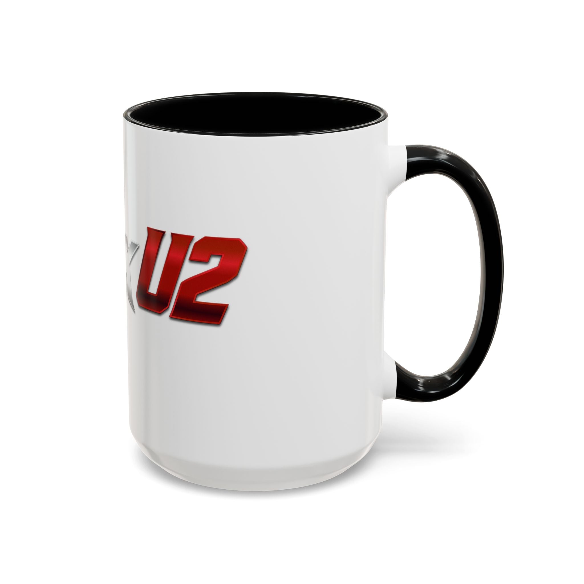 MuckU2 Classic White Mug (gradient silver/red logo/SKU 100044)