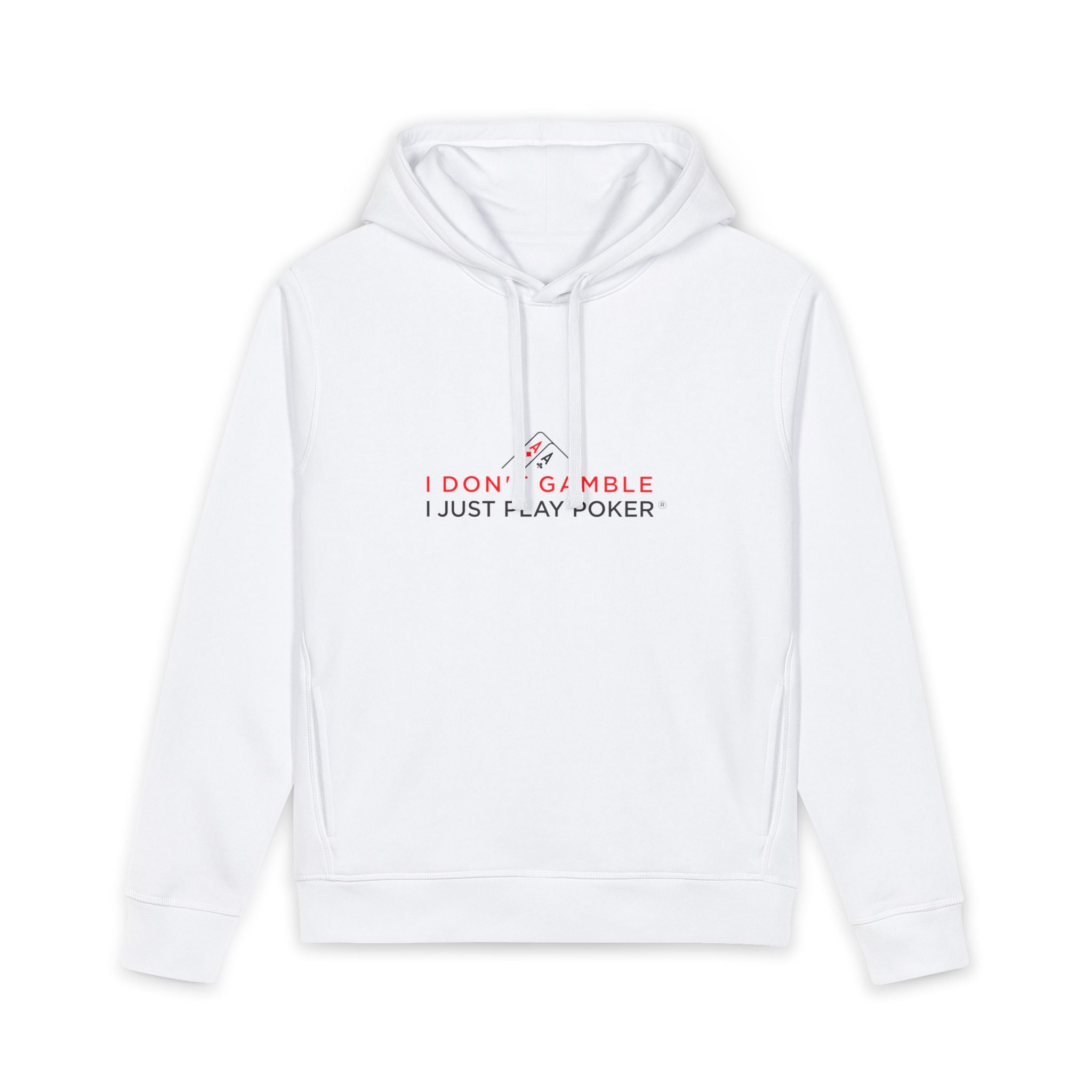 Monster Stack Poker Hoodie (red/black logo) — “I Don’t Gamble, I Just Play Poker” Organic Pullover