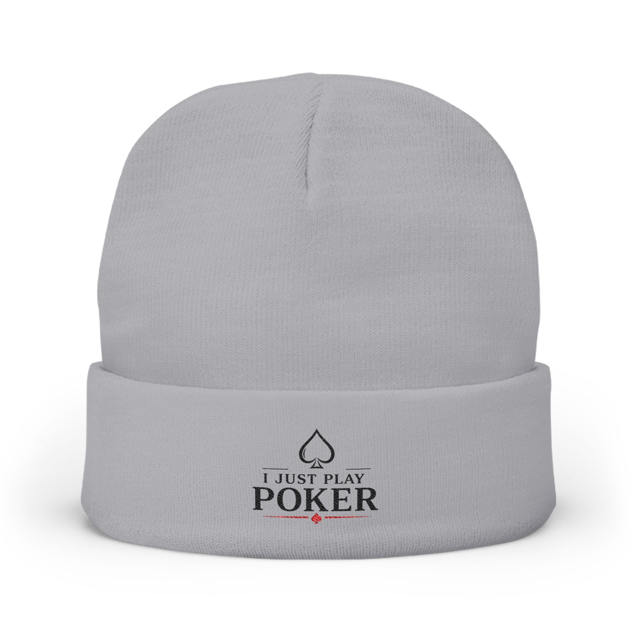 Poker Embroidered Knit Beanie — "I Just Play Poker" Winter Hat