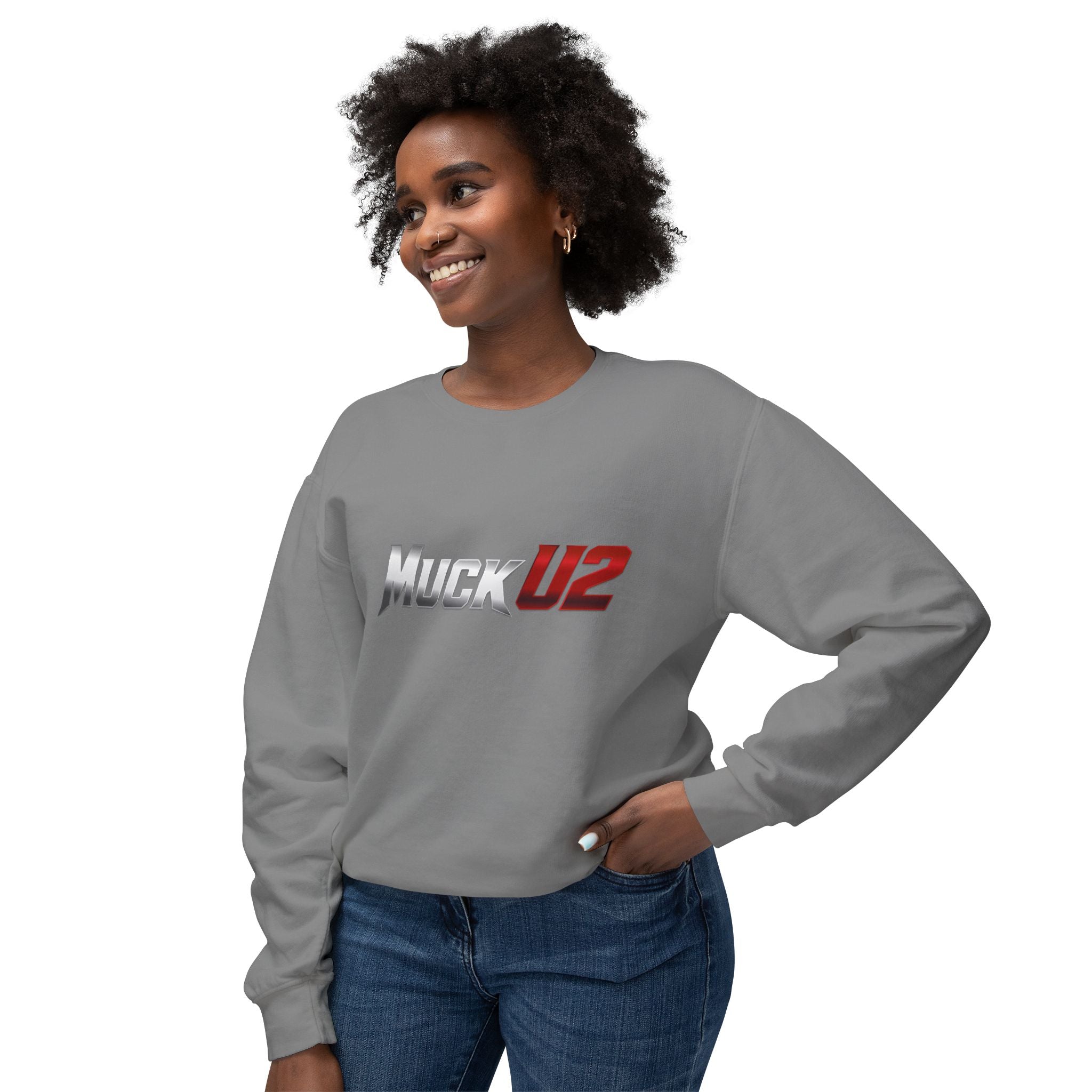 MuckU2 Poker Crewneck Sweatshirt (gradient silver/red logo/SKU 100064)