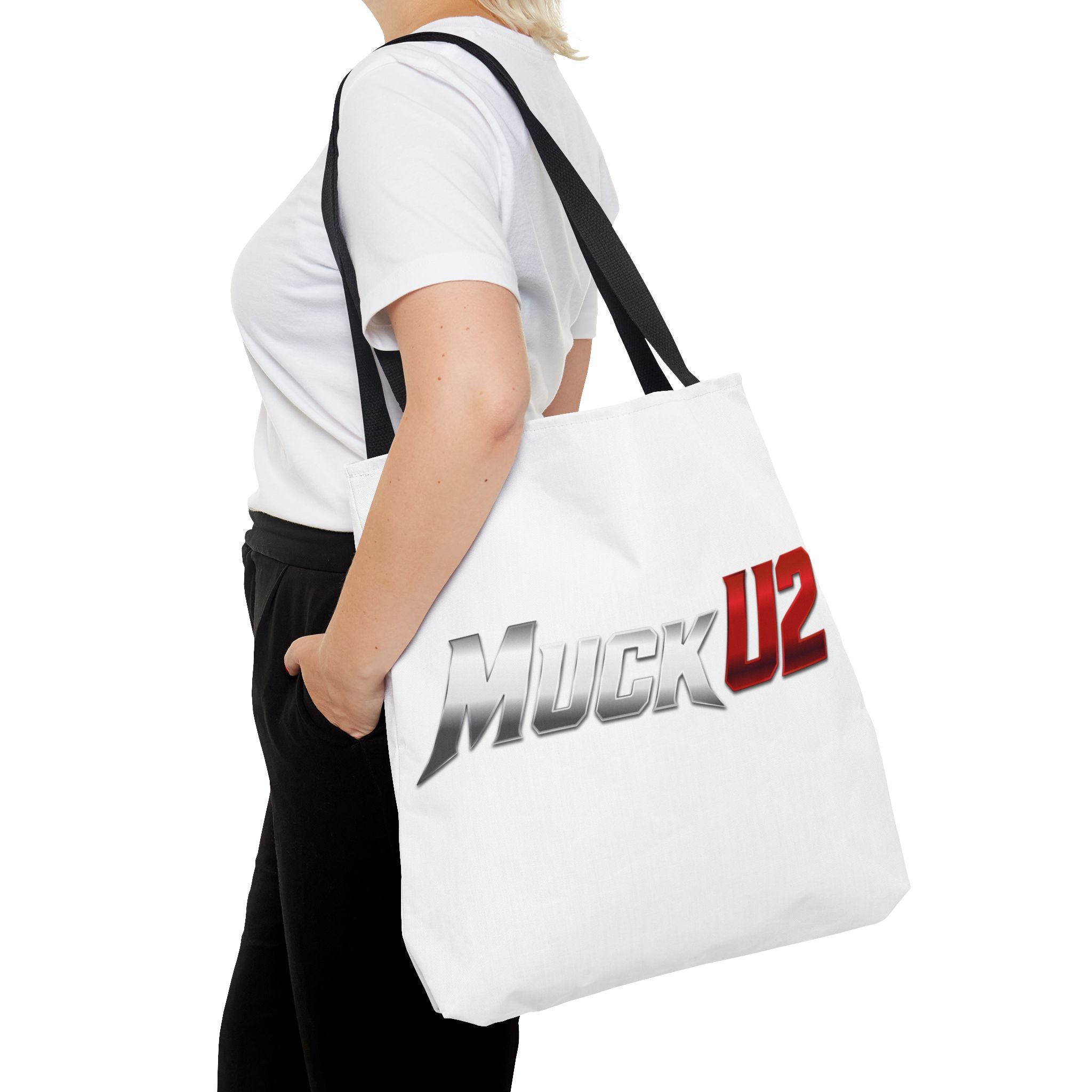 MuckU2 Bubble Canvas Poker Tote Bag (gradient silver/red logo SKU 100021)