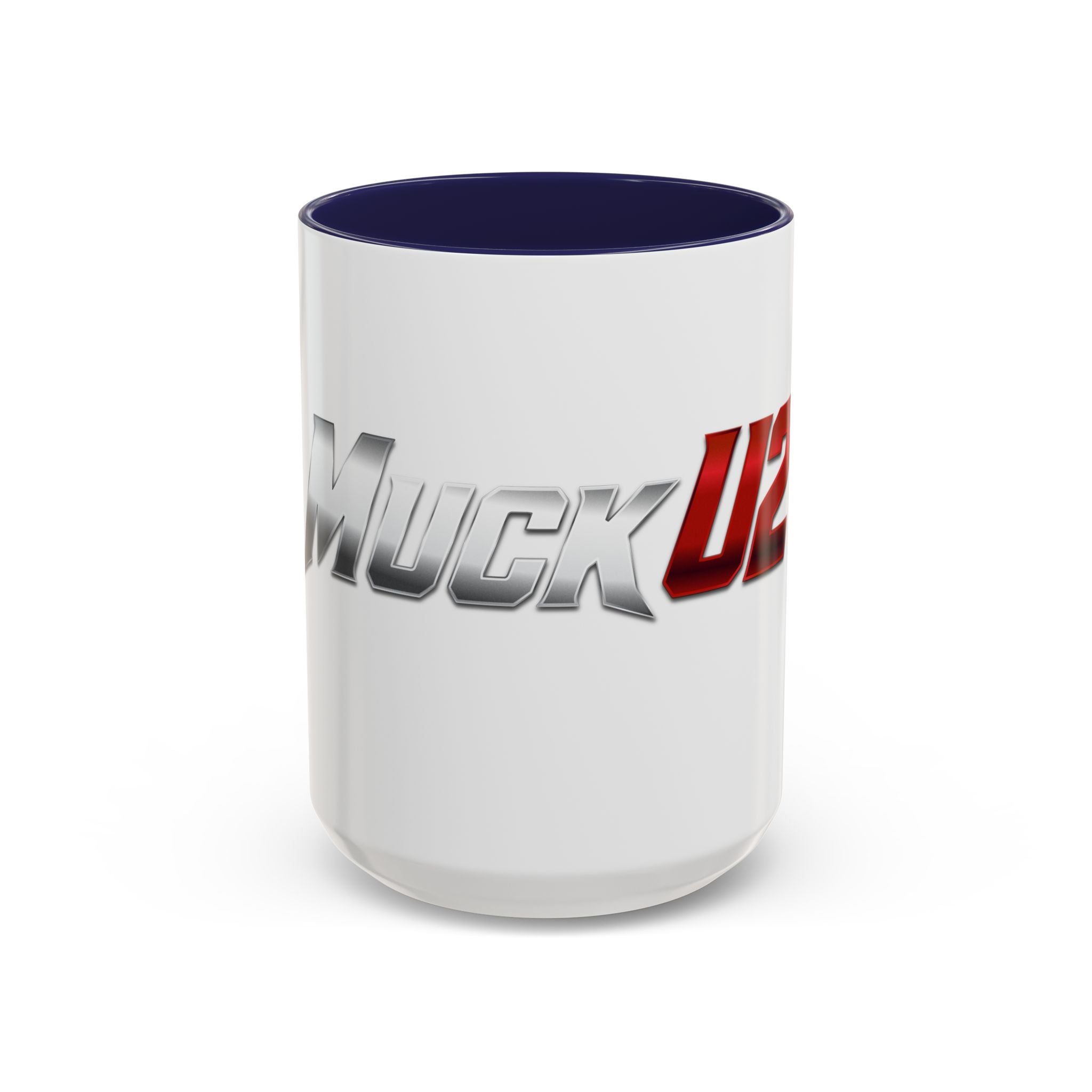 MuckU2 Classic White Mug (gradient silver/red logo/SKU 100044)