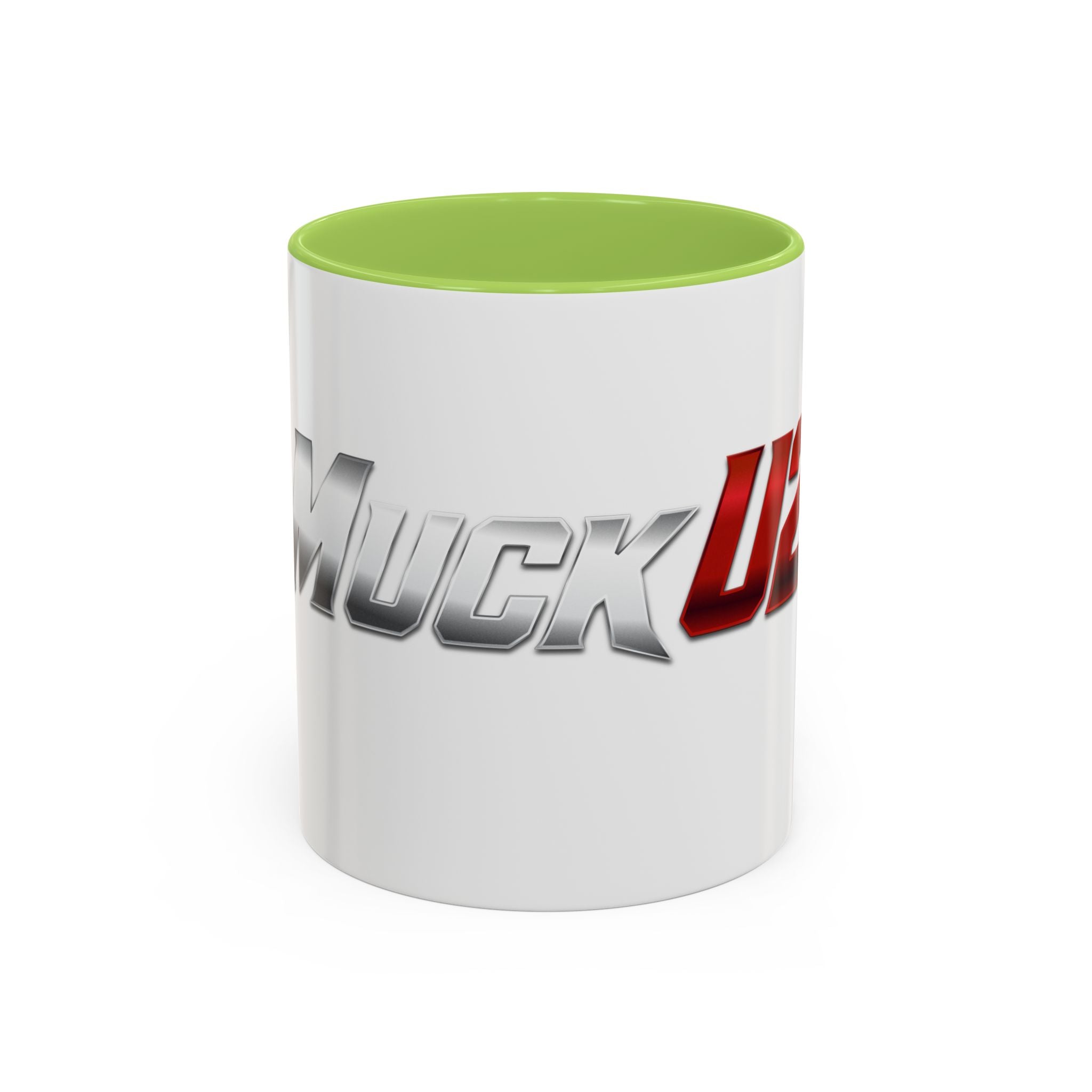 MuckU2 Classic White Mug (gradient silver/red logo/SKU 100044)