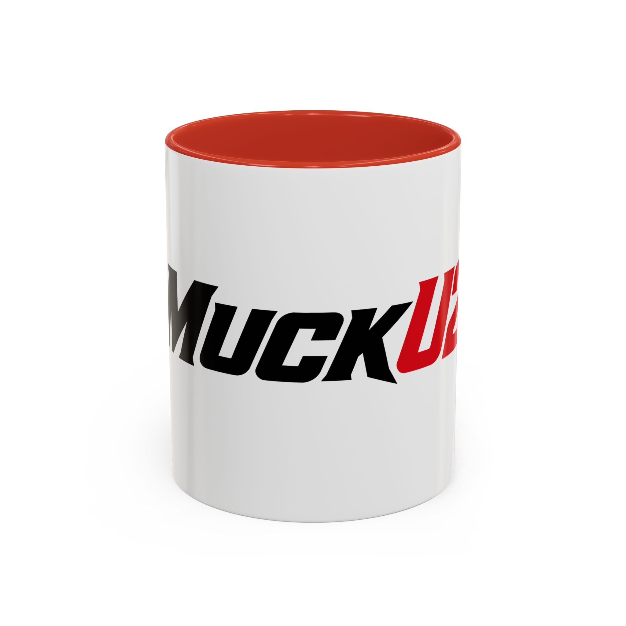 MuckU2 Classic White Mug (black/red logo/SKU 100046)