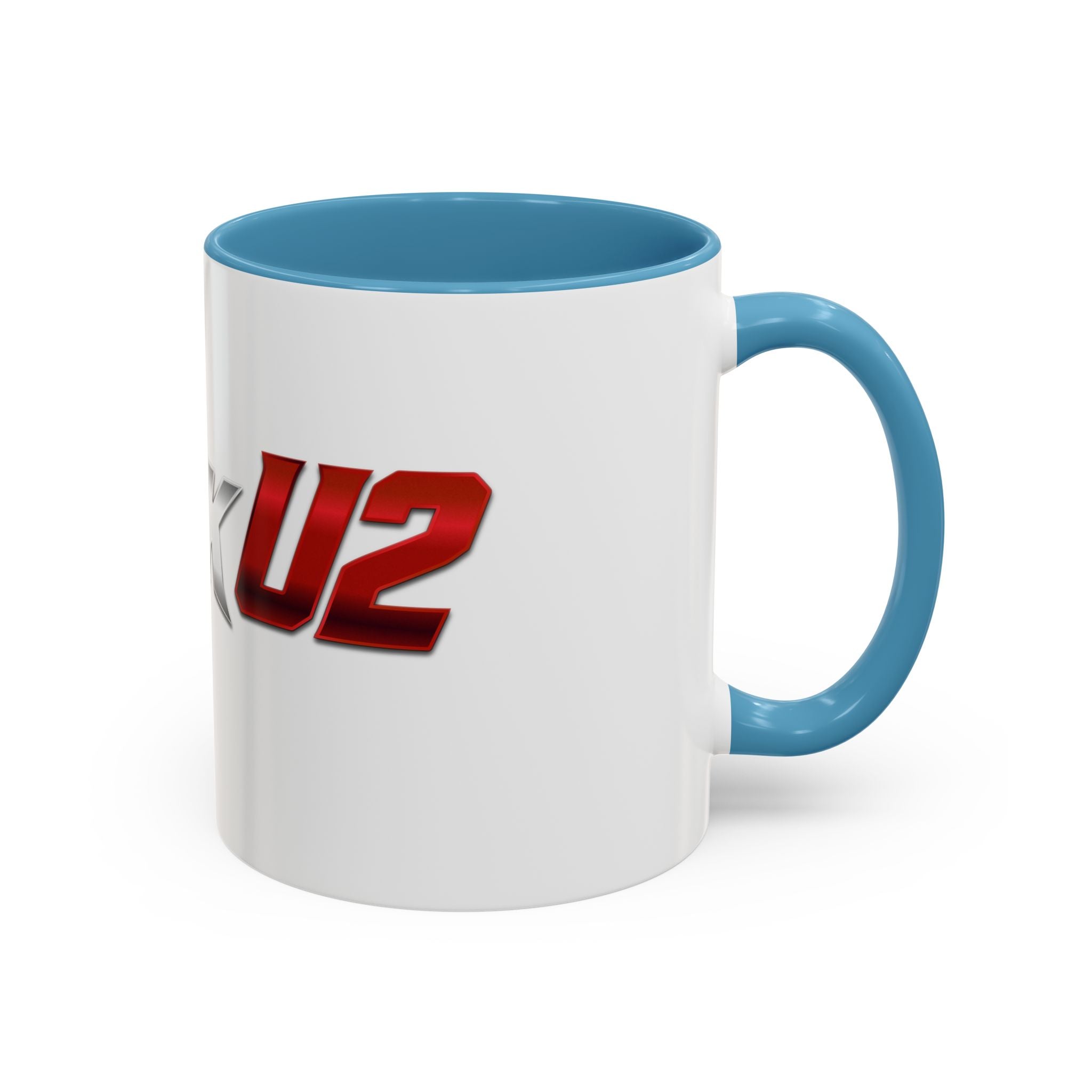 MuckU2 Classic White Mug (gradient silver/red logo/SKU 100044)