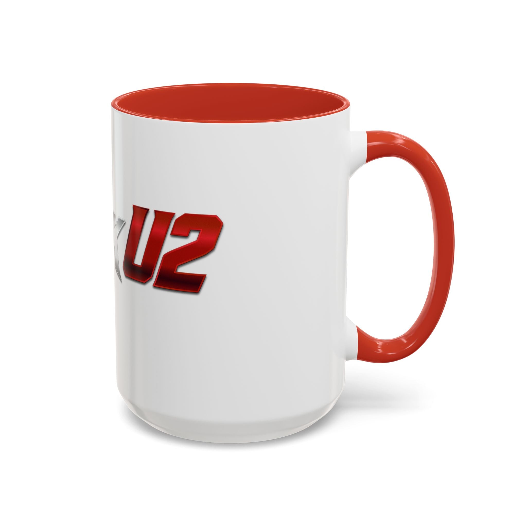 MuckU2 Classic White Mug (gradient silver/red logo/SKU 100044)