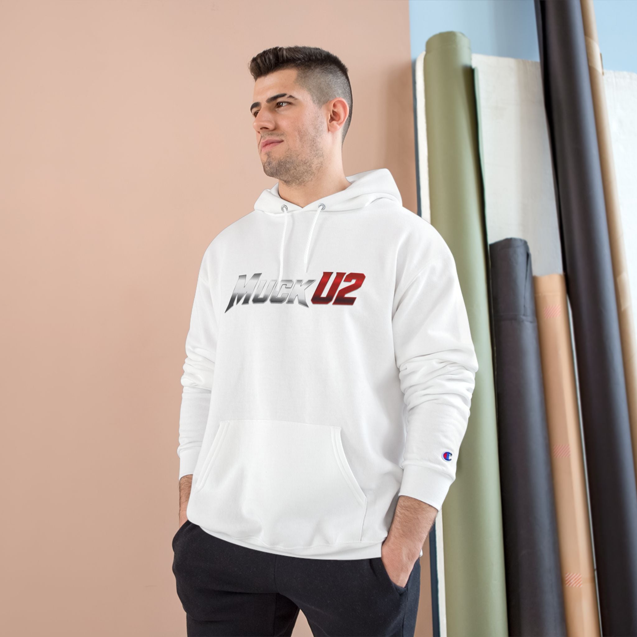 MuckU2 Poker Hoodie (gradient silver/red logo/SKU 100050)