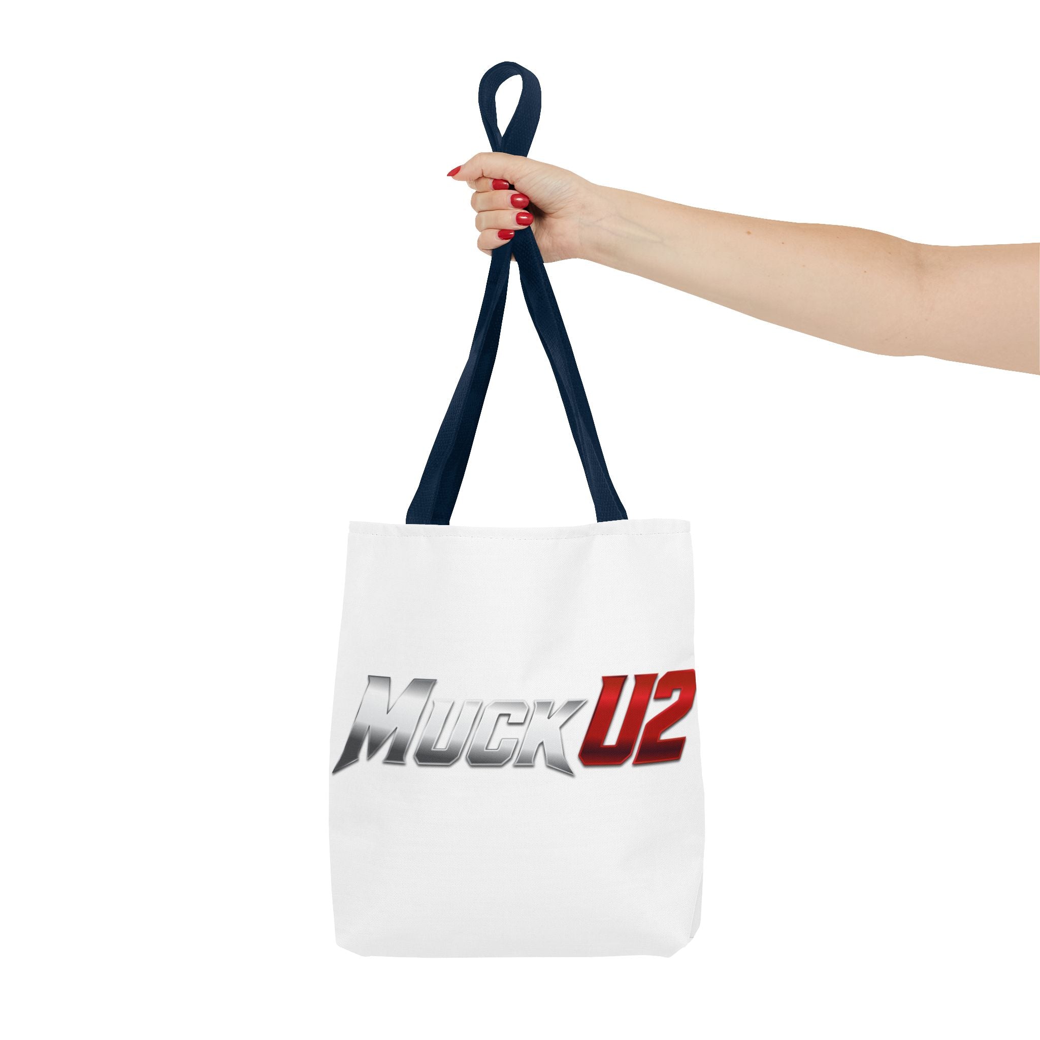MuckU2 Bubble Canvas Poker Tote Bag (gradient silver/red logo SKU 100021)