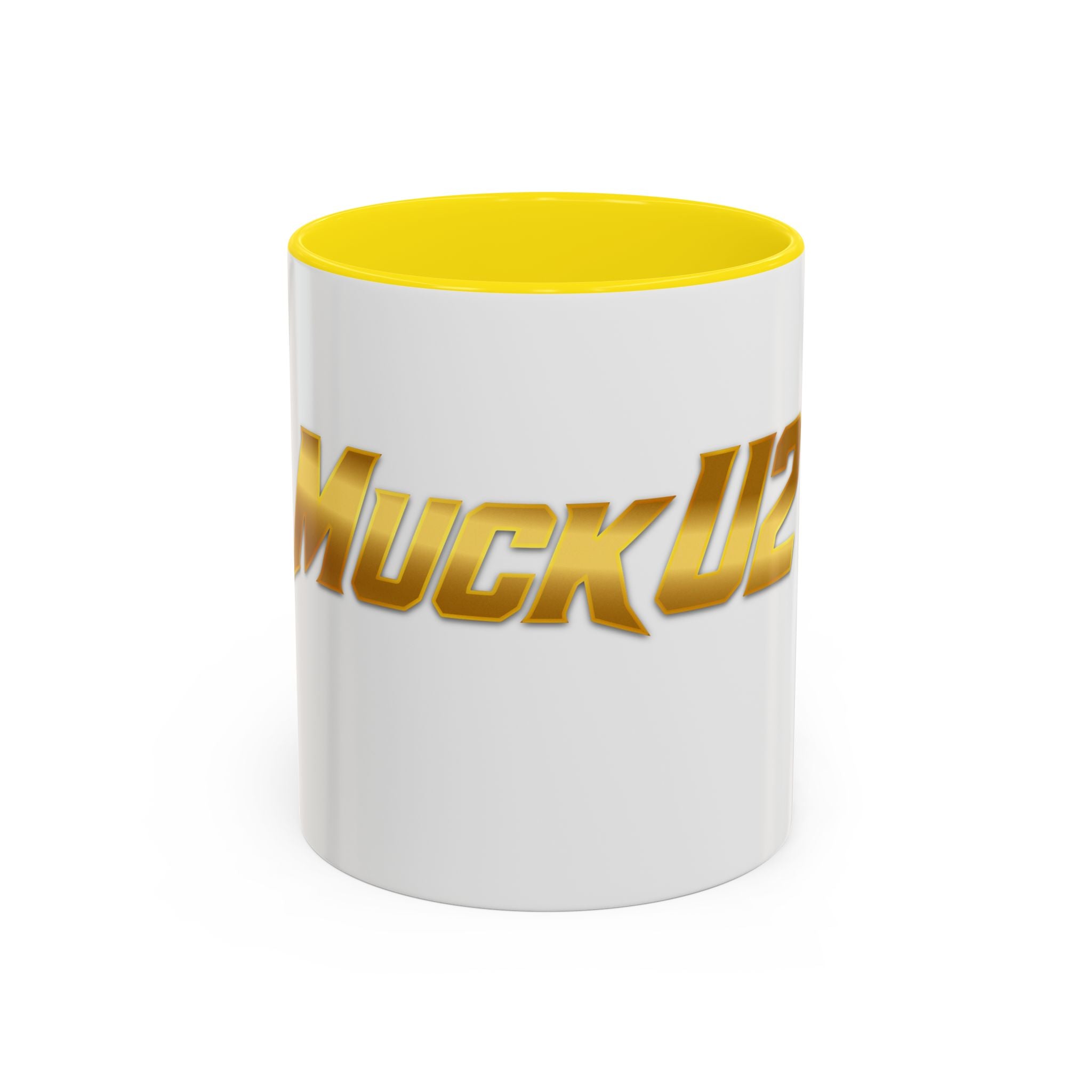 MuckU2 Classic White Mug (gold logo/SKU 100042)