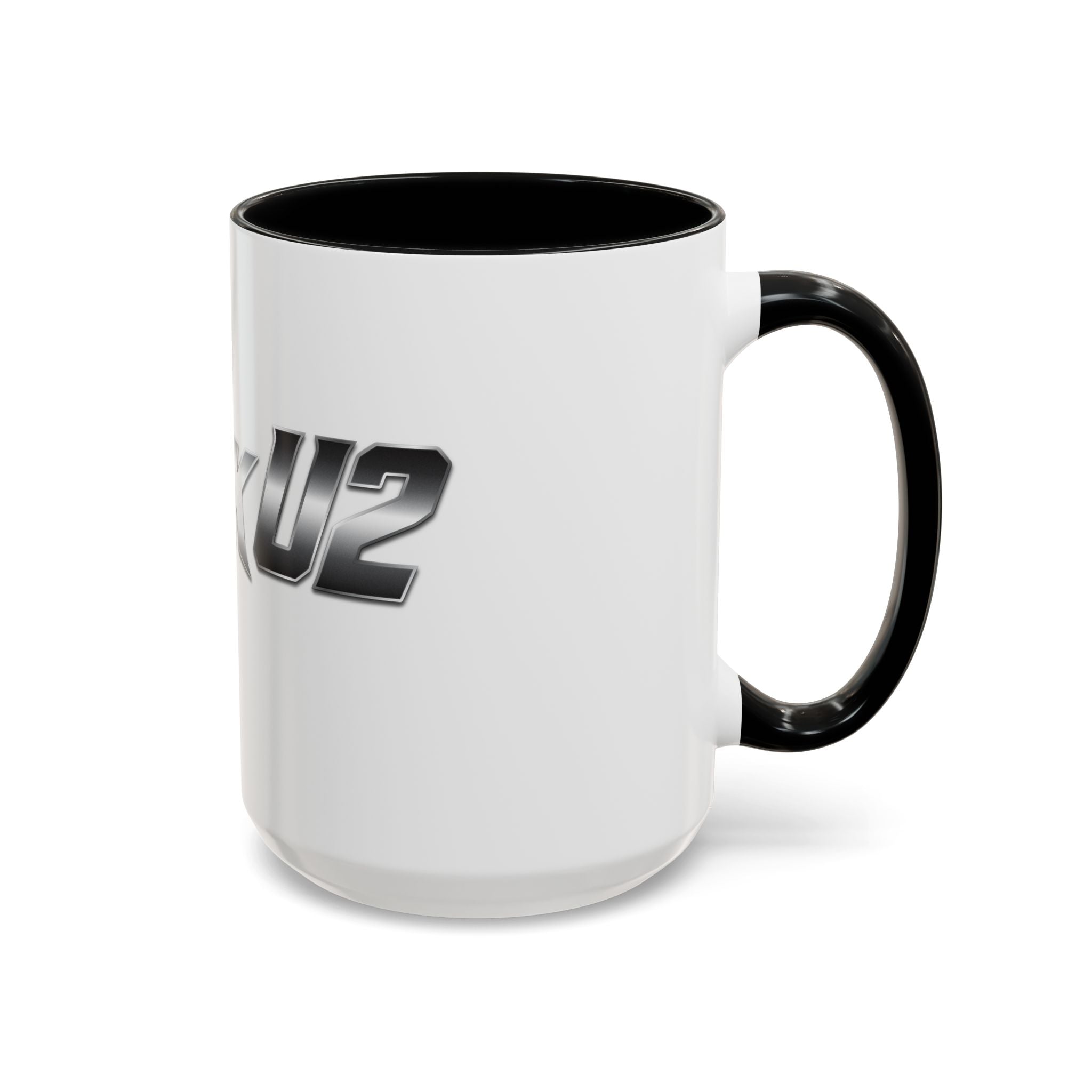 MuckU2 Classic White Mug (gradient silver/black logo/SKU 100043)