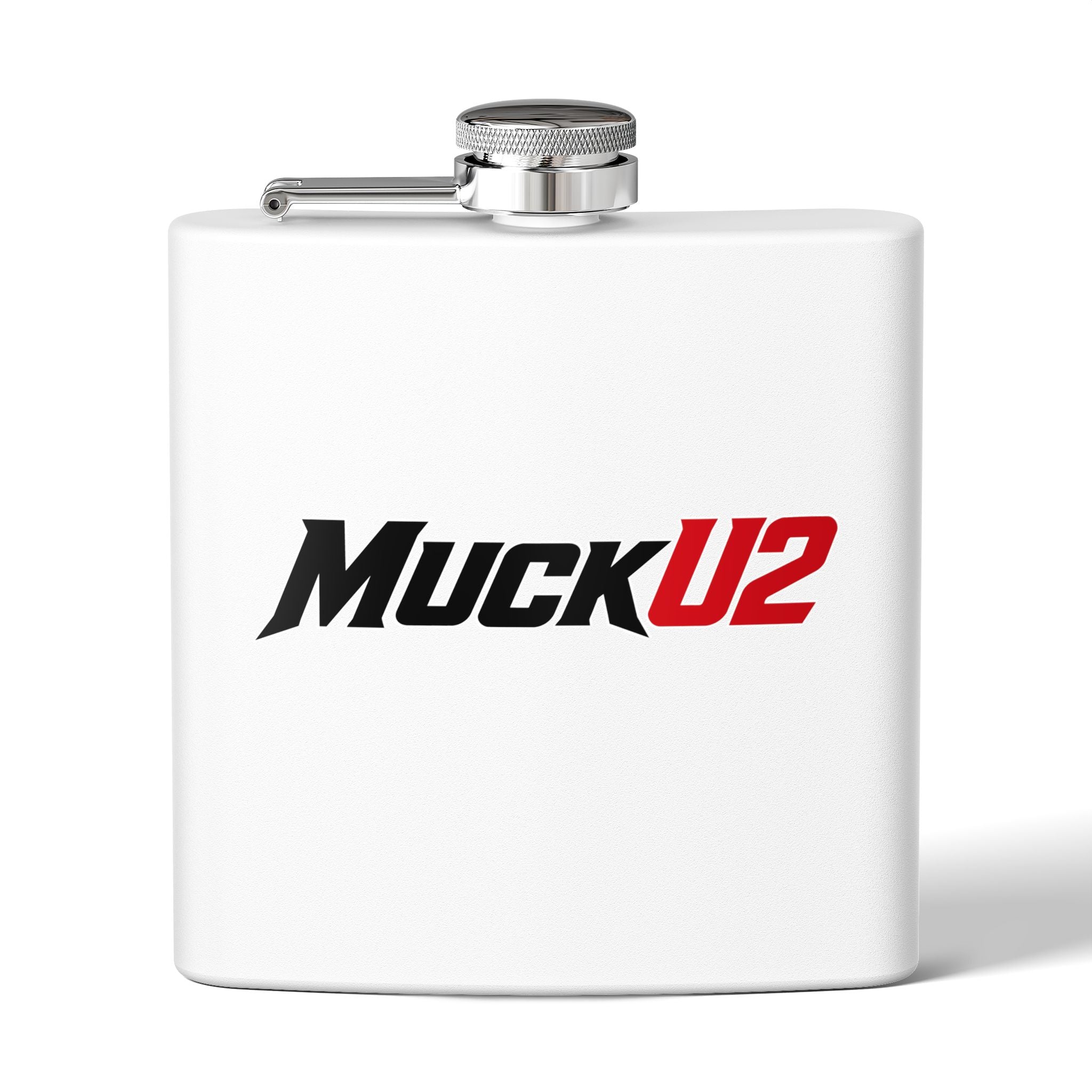 MuckU2 Stainless Steel Poker Flask 6oz (black/red logo/SKU100035)