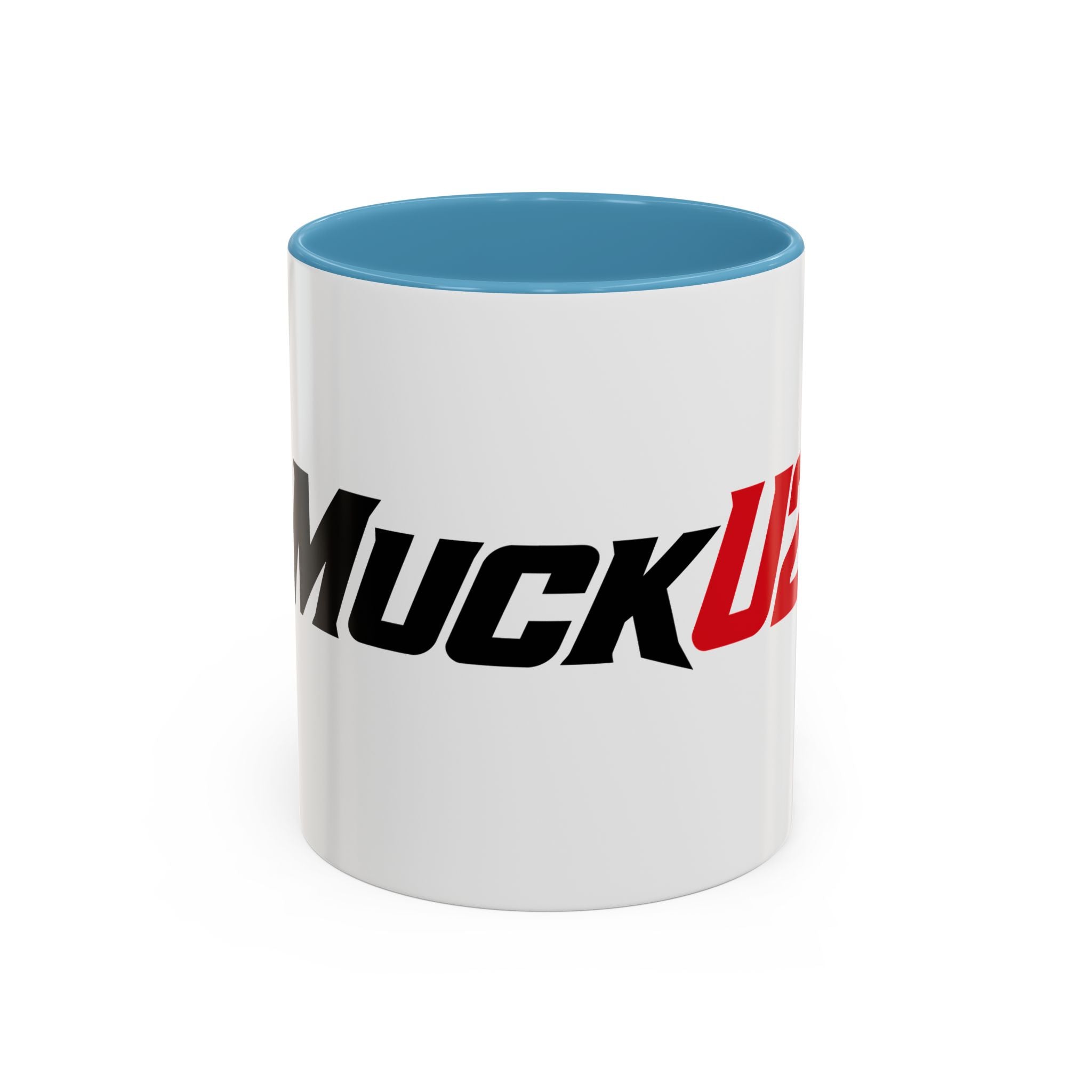 MuckU2 Classic White Mug (black/red logo/SKU 100046)