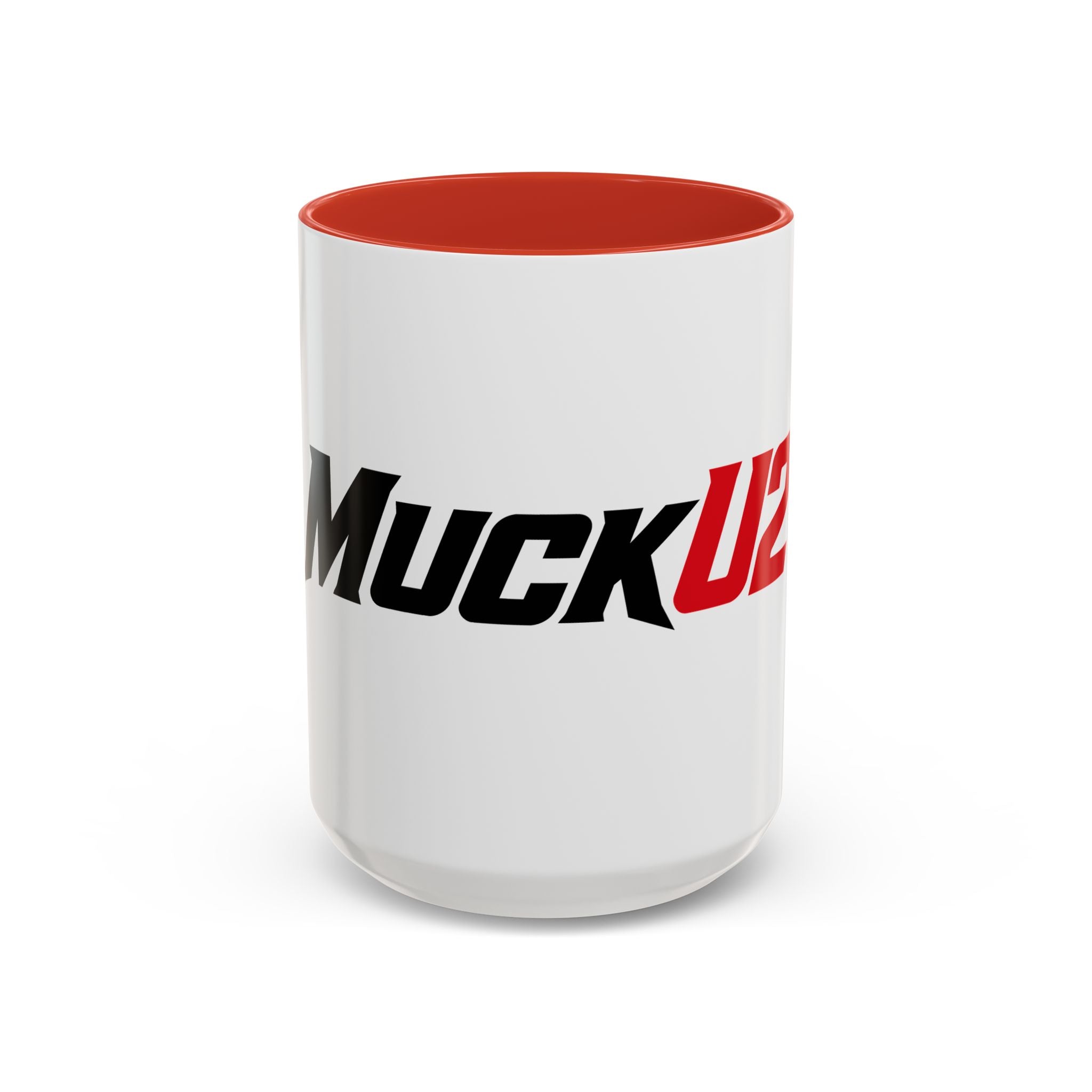 MuckU2 Classic White Mug (black/red logo/SKU 100046)