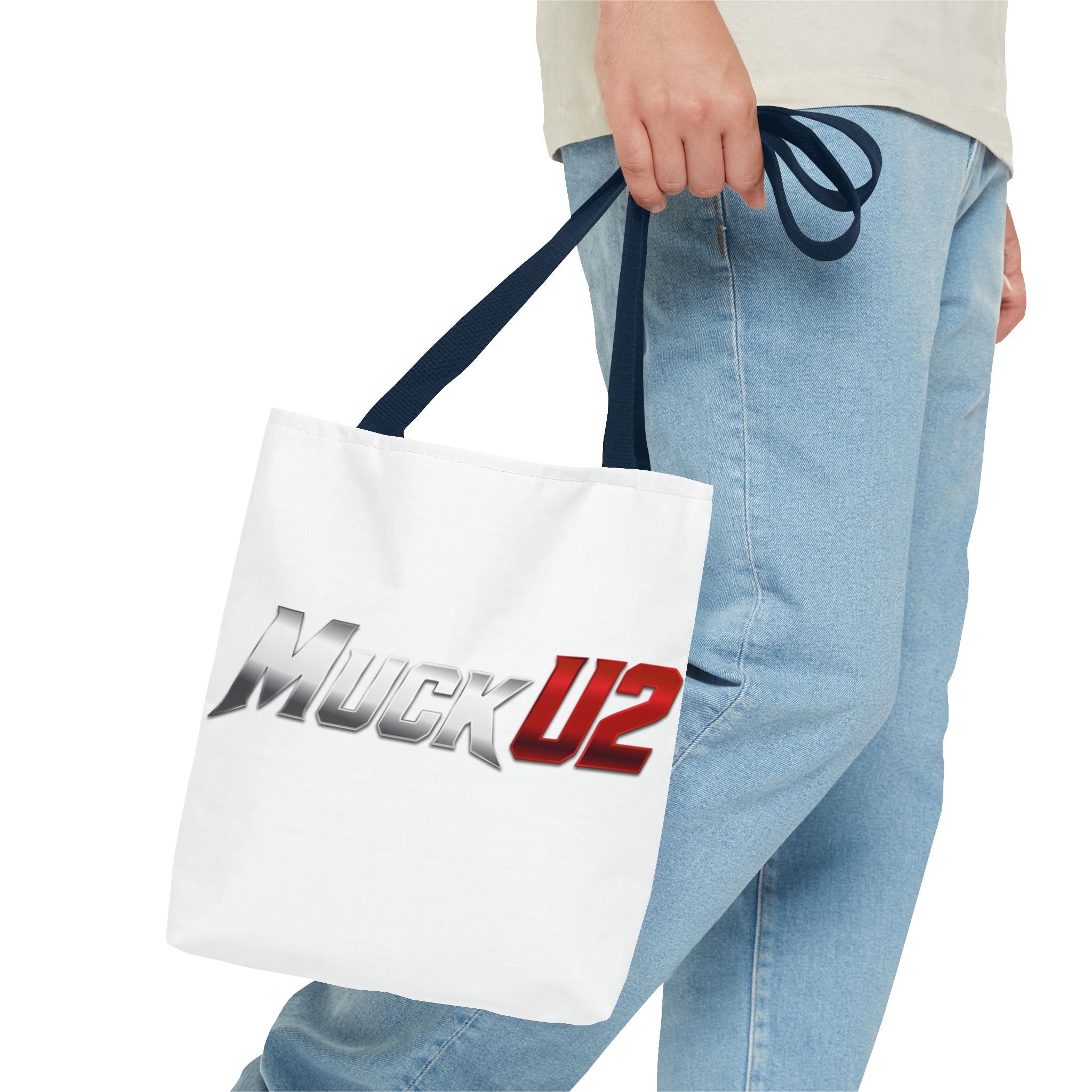 MuckU2 Bubble Canvas Poker Tote Bag (gradient silver/red logo SKU 100021)