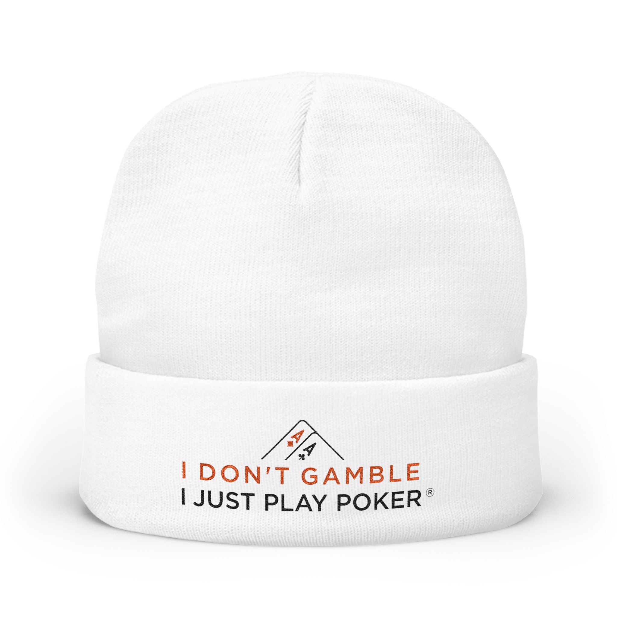 Bounty Beanie (red/black logo) — "I Just Play Poker