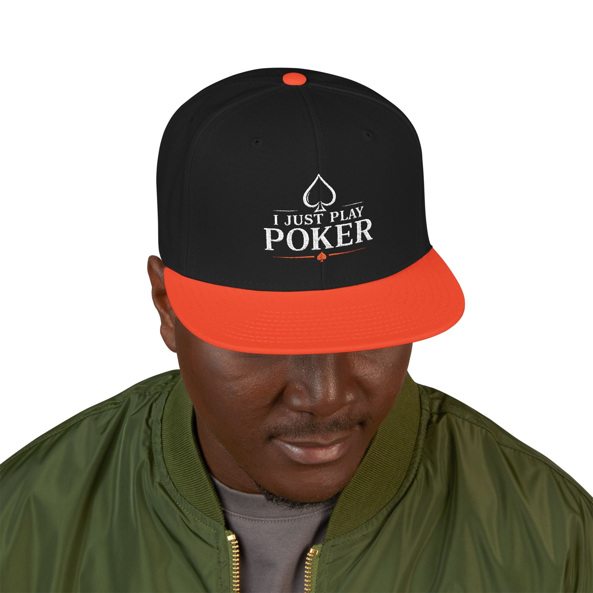 Poker Snapback Hat - 'I Just Play Poker' Embroidered Cap
