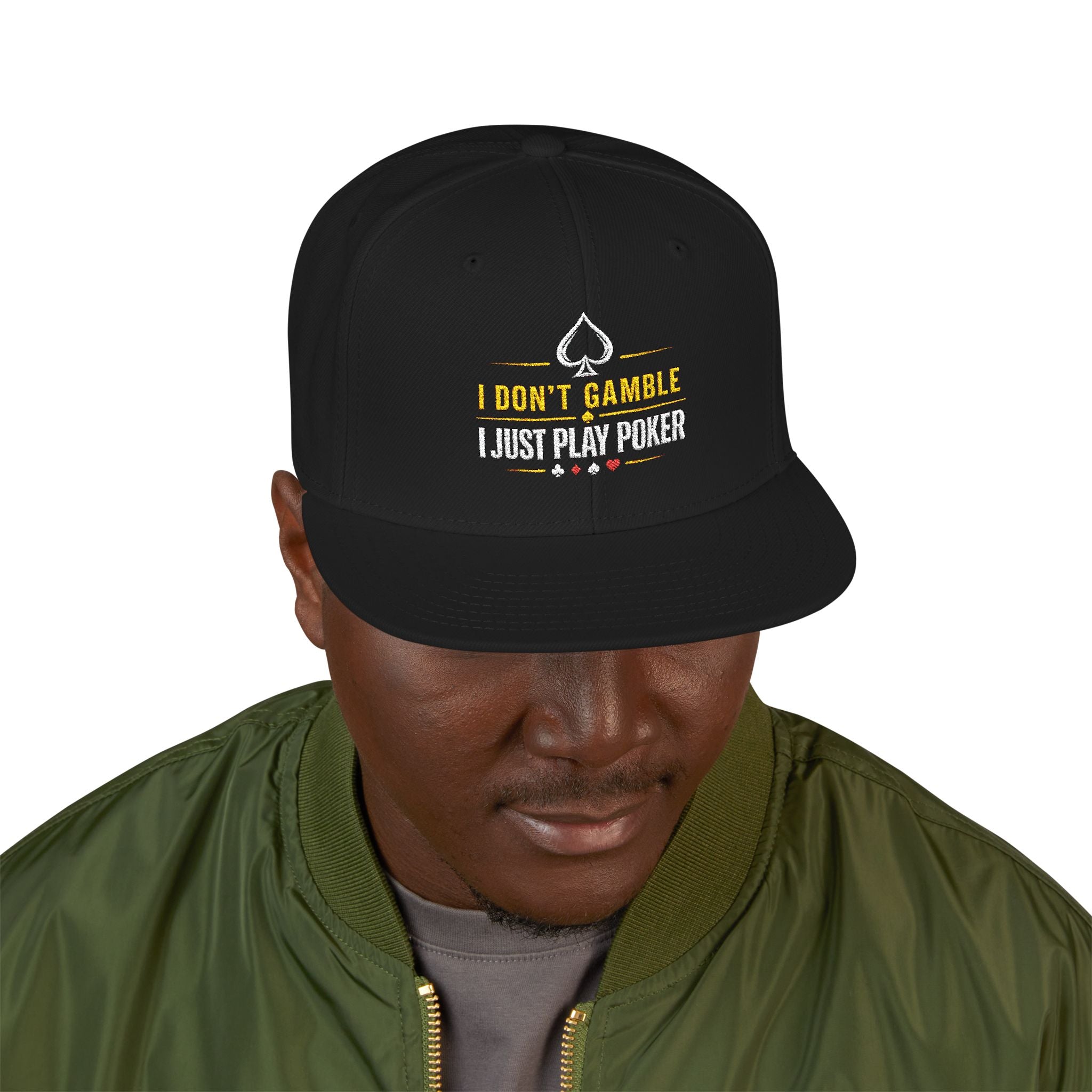 Embroidered Poker Snapback Hat – 'All In' Card Player Cap