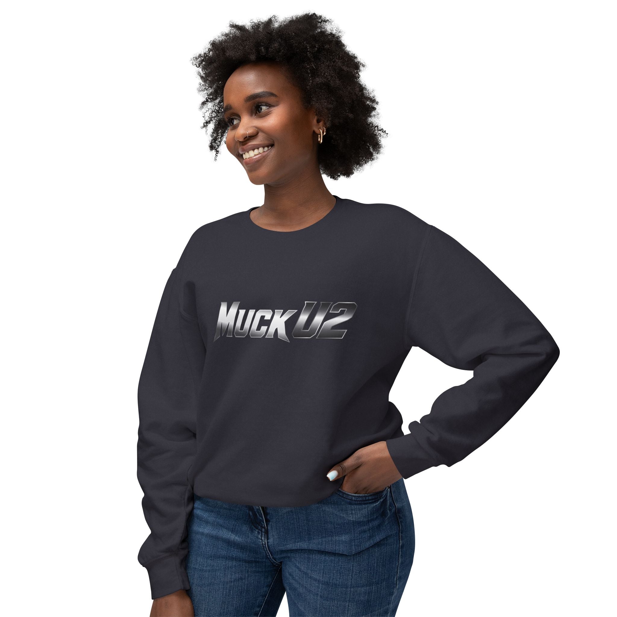 MuckU2 Poker Crewneck Sweatshirt (gradient silver/black logo/SKU 100063)