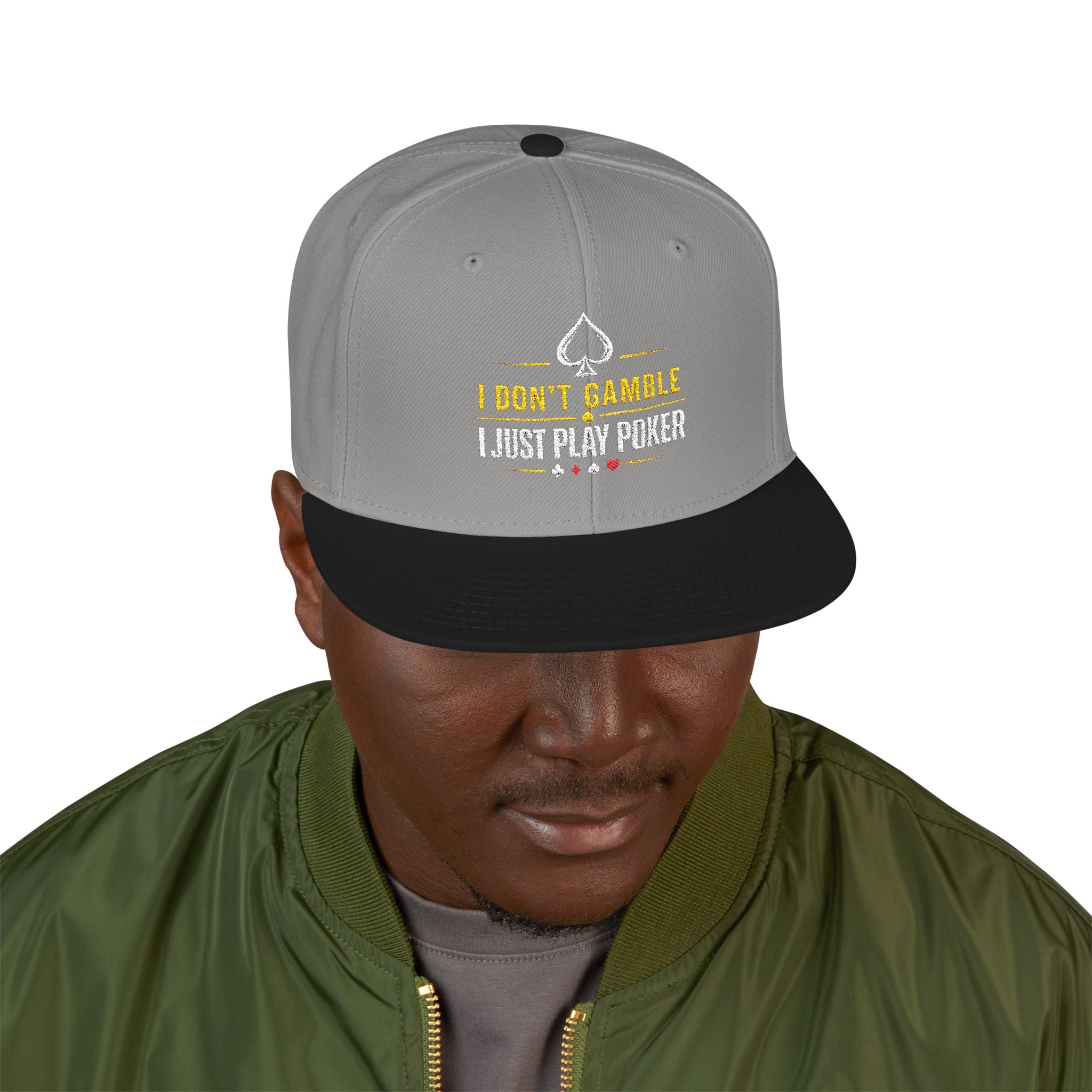 Embroidered Poker Snapback Hat – 'All In' Card Player Cap