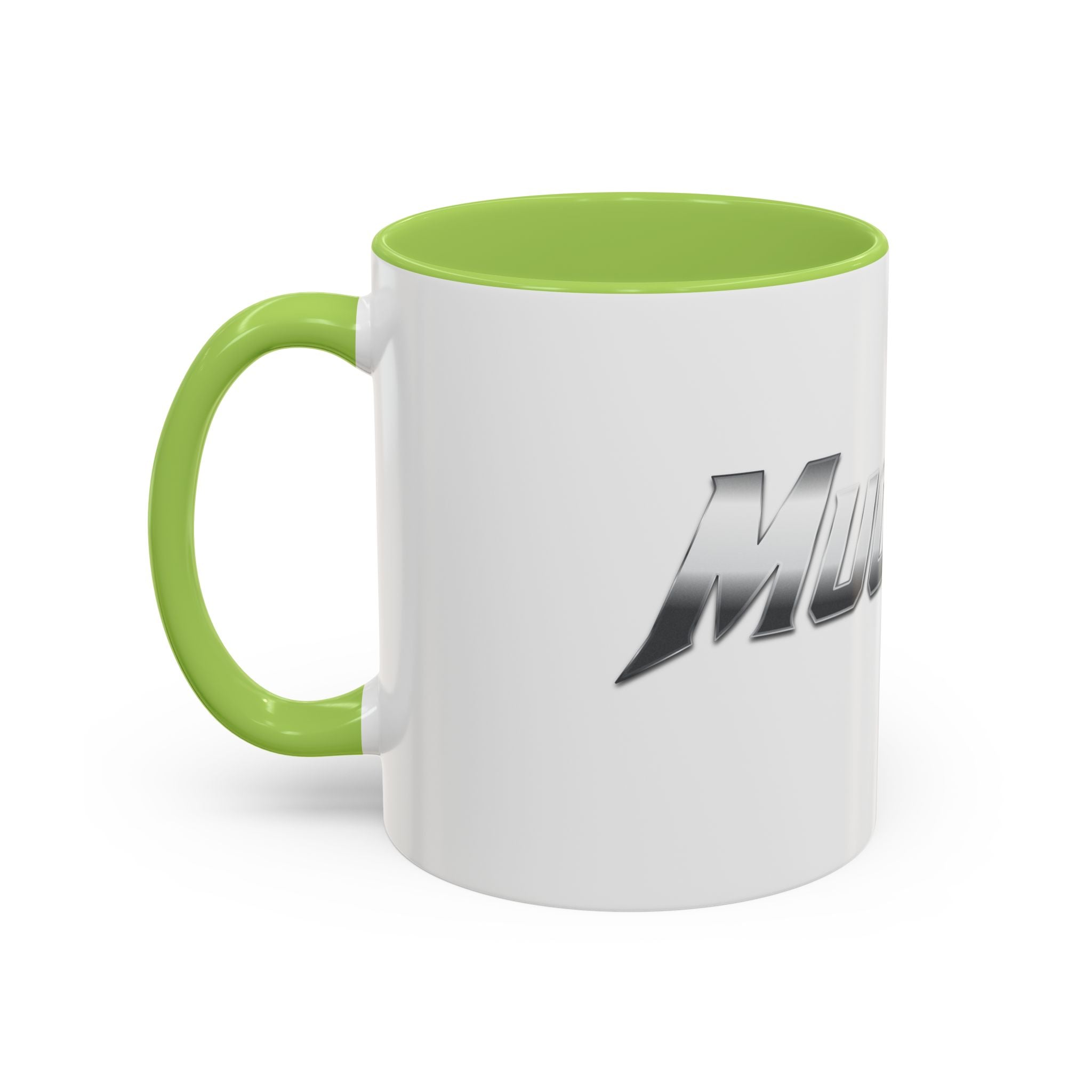 MuckU2 Classic White Mug (gradient silver/black logo/SKU 100043)