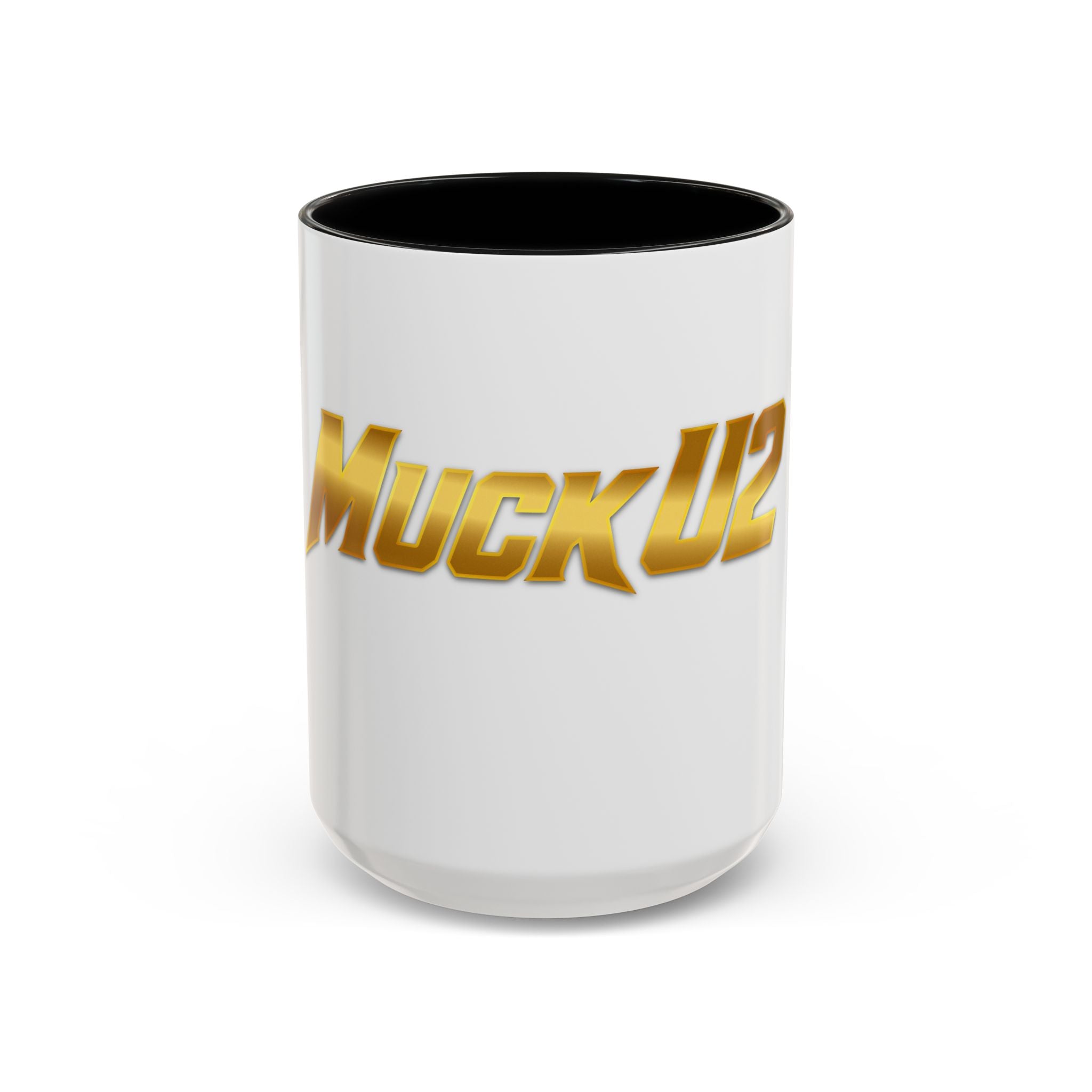 MuckU2 Classic White Mug (gold logo/SKU 100042)