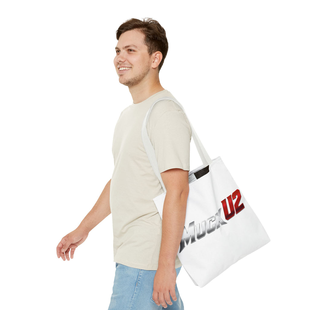 MuckU2 Bubble Canvas Poker Tote Bag (gradient silver/red logo SKU 100021)