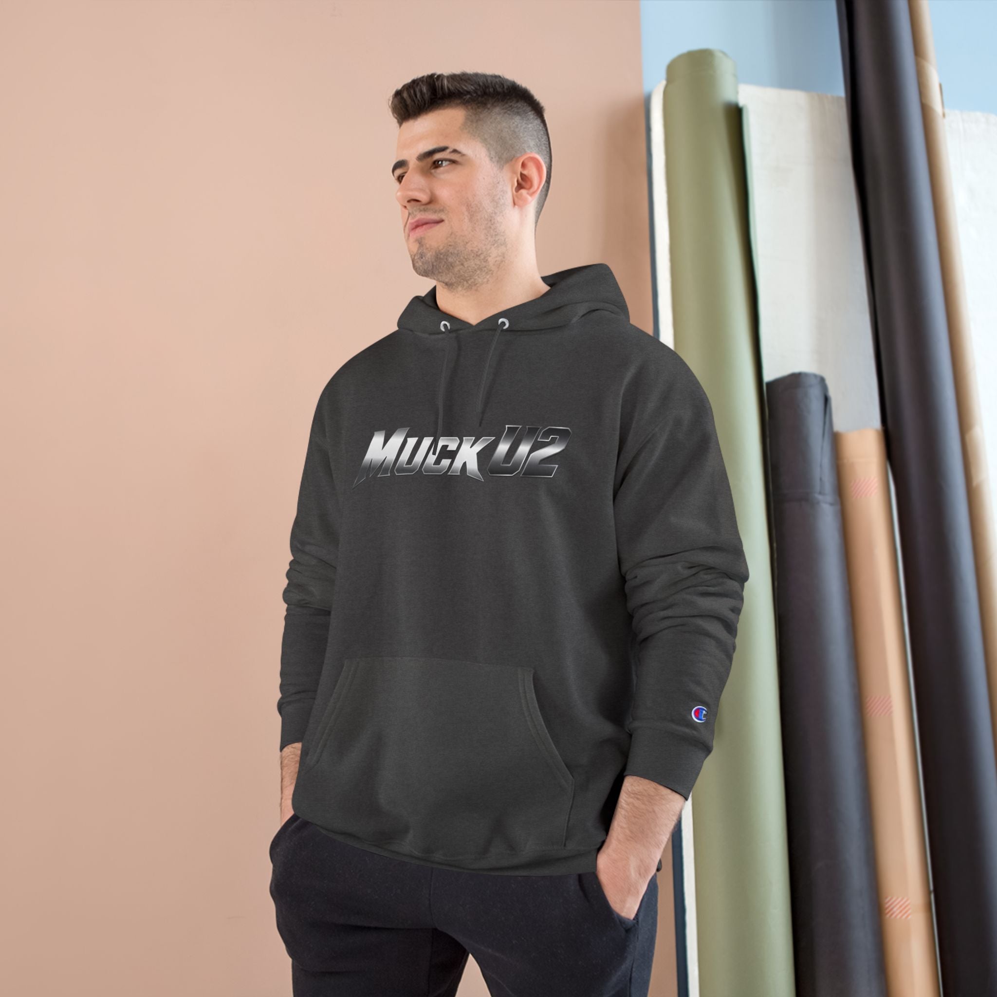 MuckU2 Poker Hoodie (gradient silver/black logo/SKU 100049)