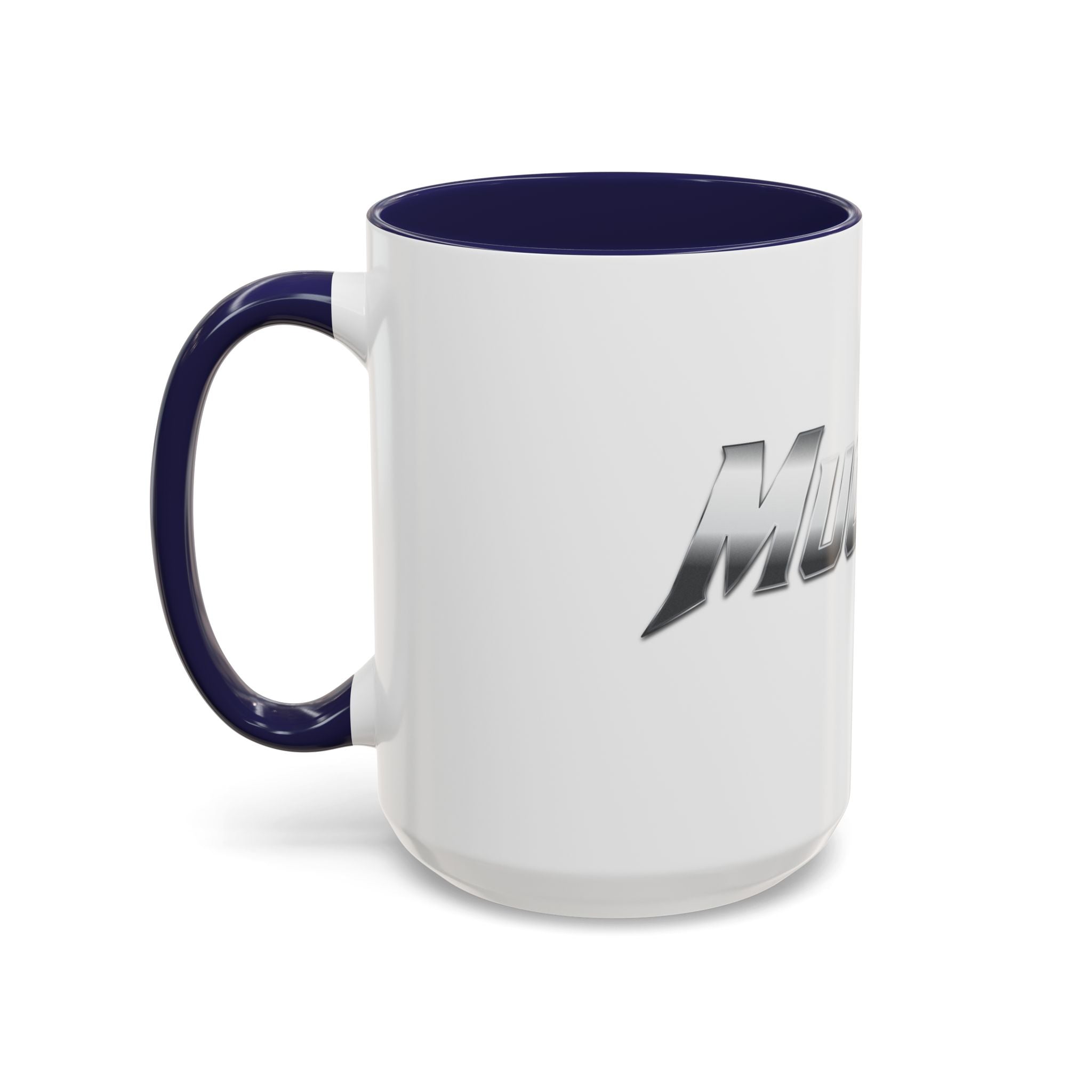 MuckU2 Classic White Mug (gradient silver/black logo/SKU 100043)
