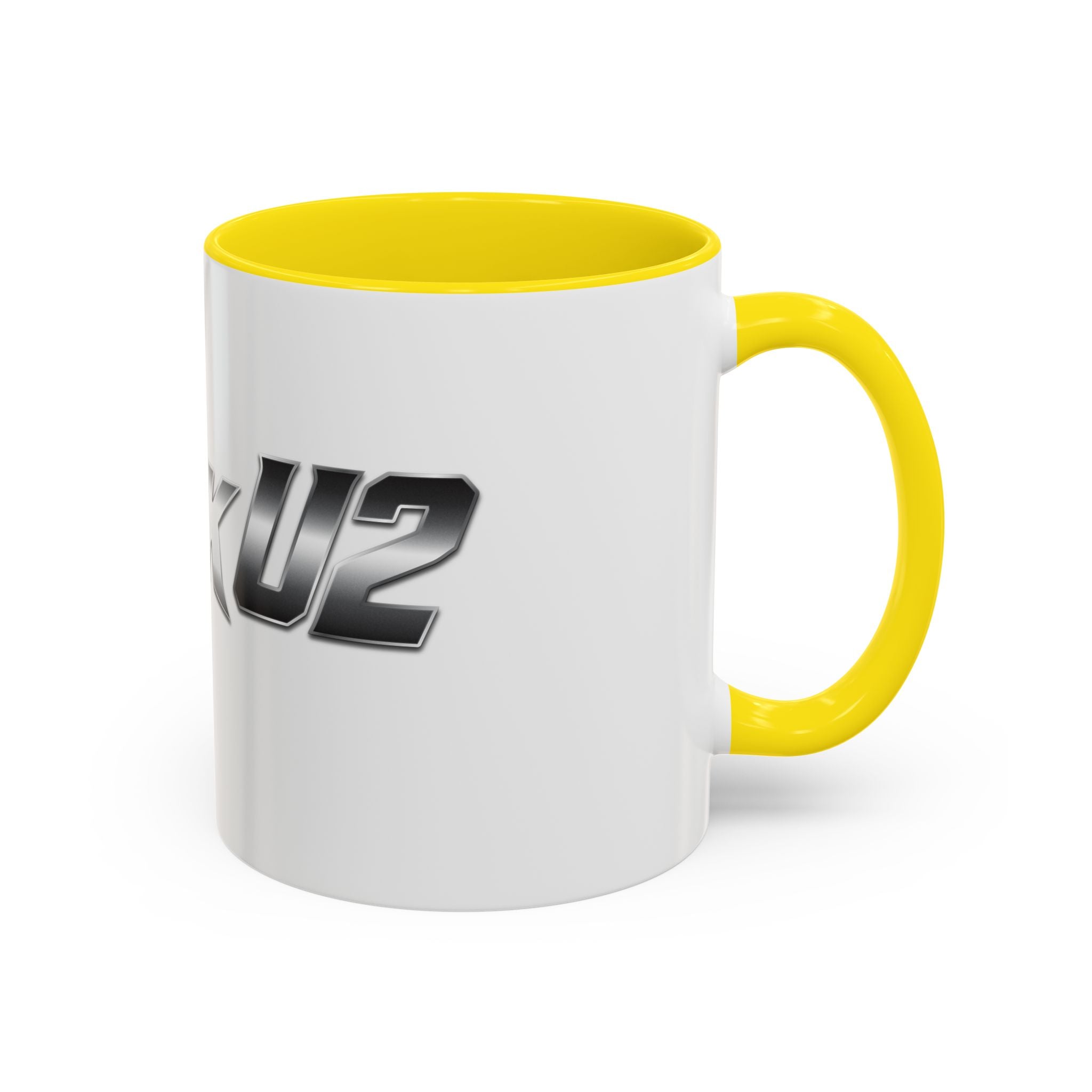 MuckU2 Classic White Mug (gradient silver/black logo/SKU 100043)
