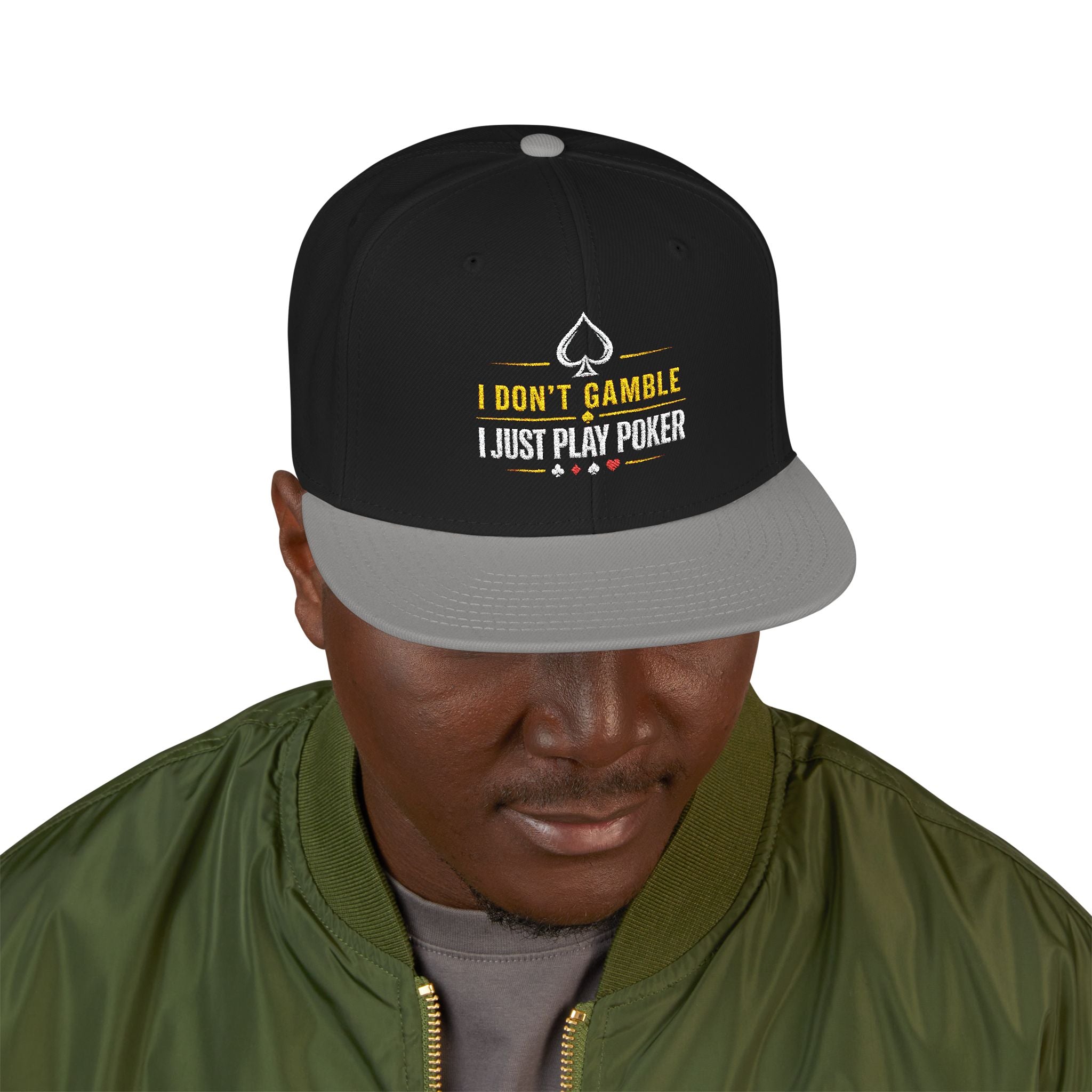 Embroidered Poker Snapback Hat – 'All In' Card Player Cap