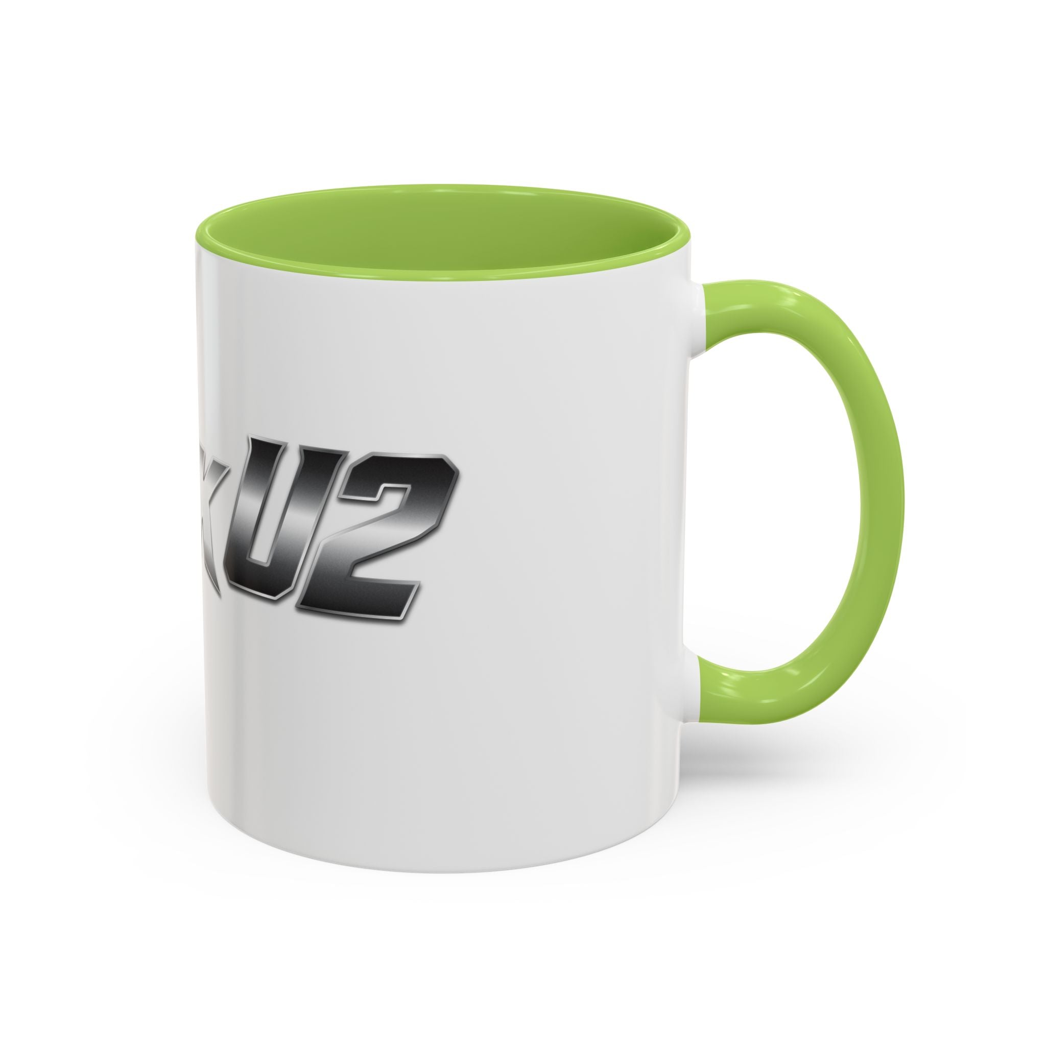 MuckU2 Classic White Mug (gradient silver/black logo/SKU 100043)