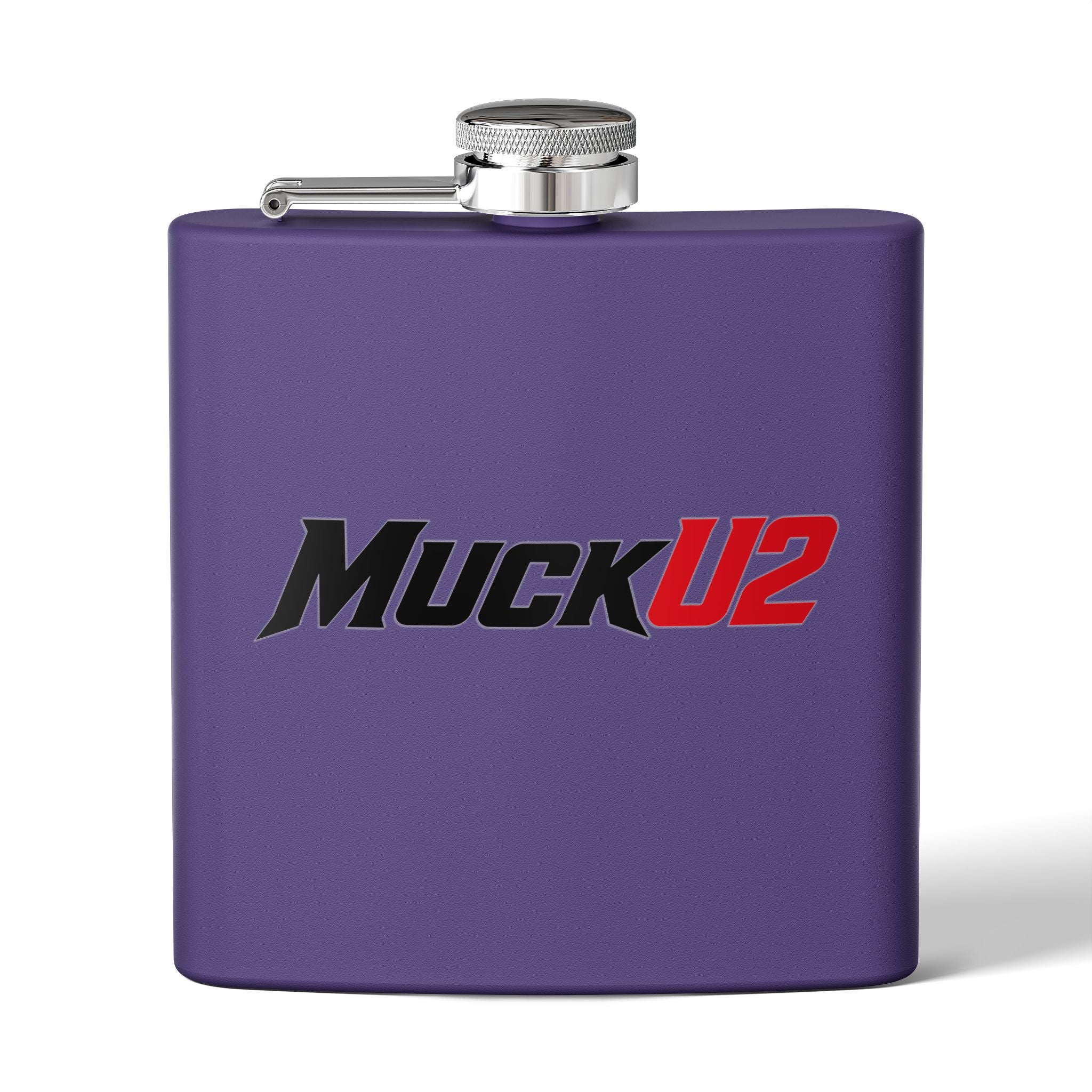 MuckU2 Stainless Steel Poker Flask 6oz (black/red logo/SKU100035)
