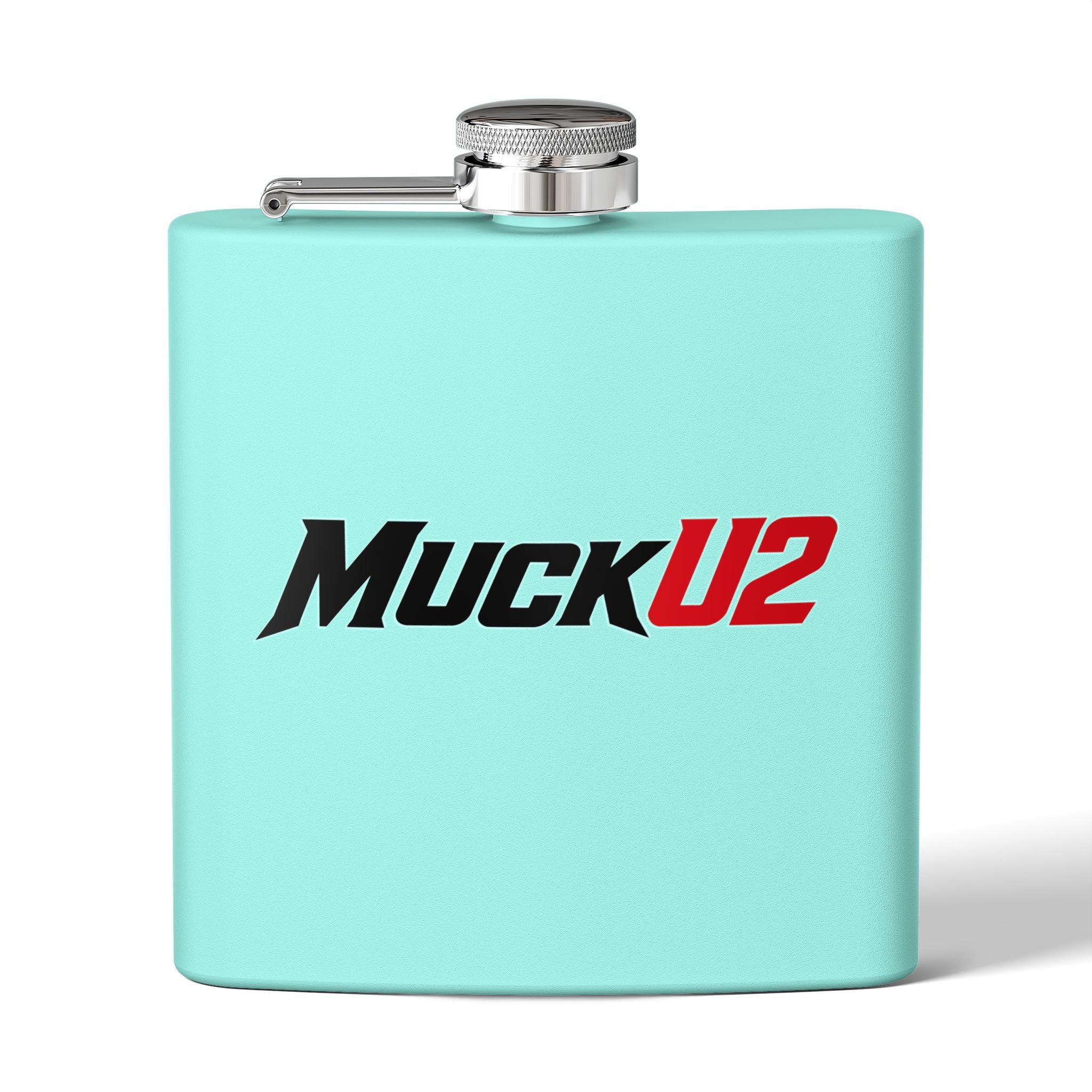 MuckU2 Stainless Steel Poker Flask 6oz (black/red logo/SKU100035)