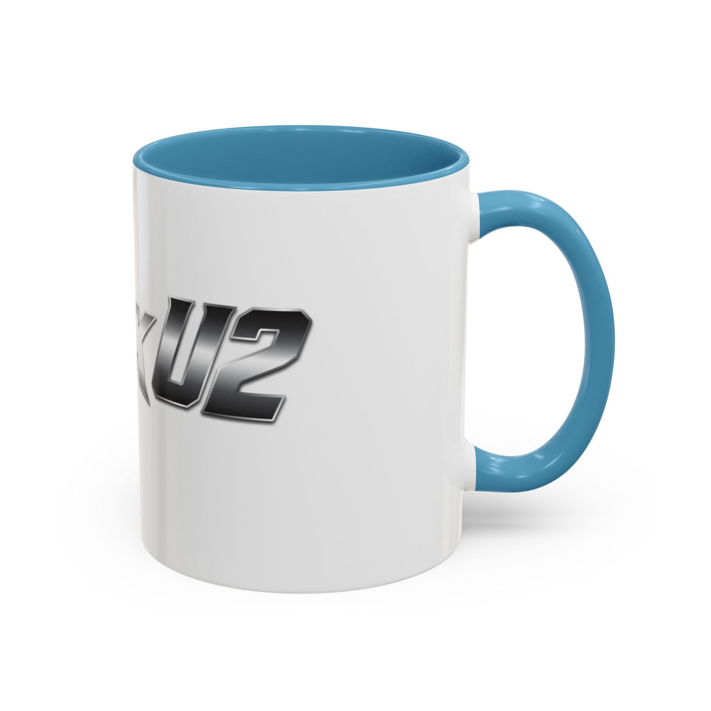 MuckU2 Classic White Mug (gradient silver/black logo/SKU 100043)