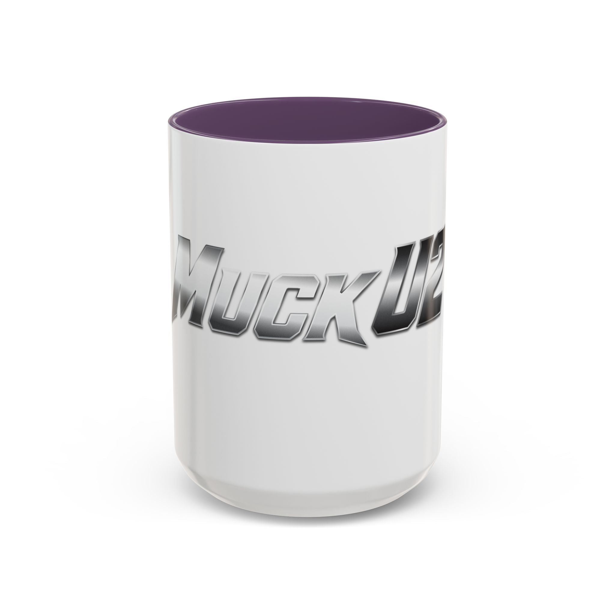 MuckU2 Classic White Mug (gradient silver/black logo/SKU 100043)