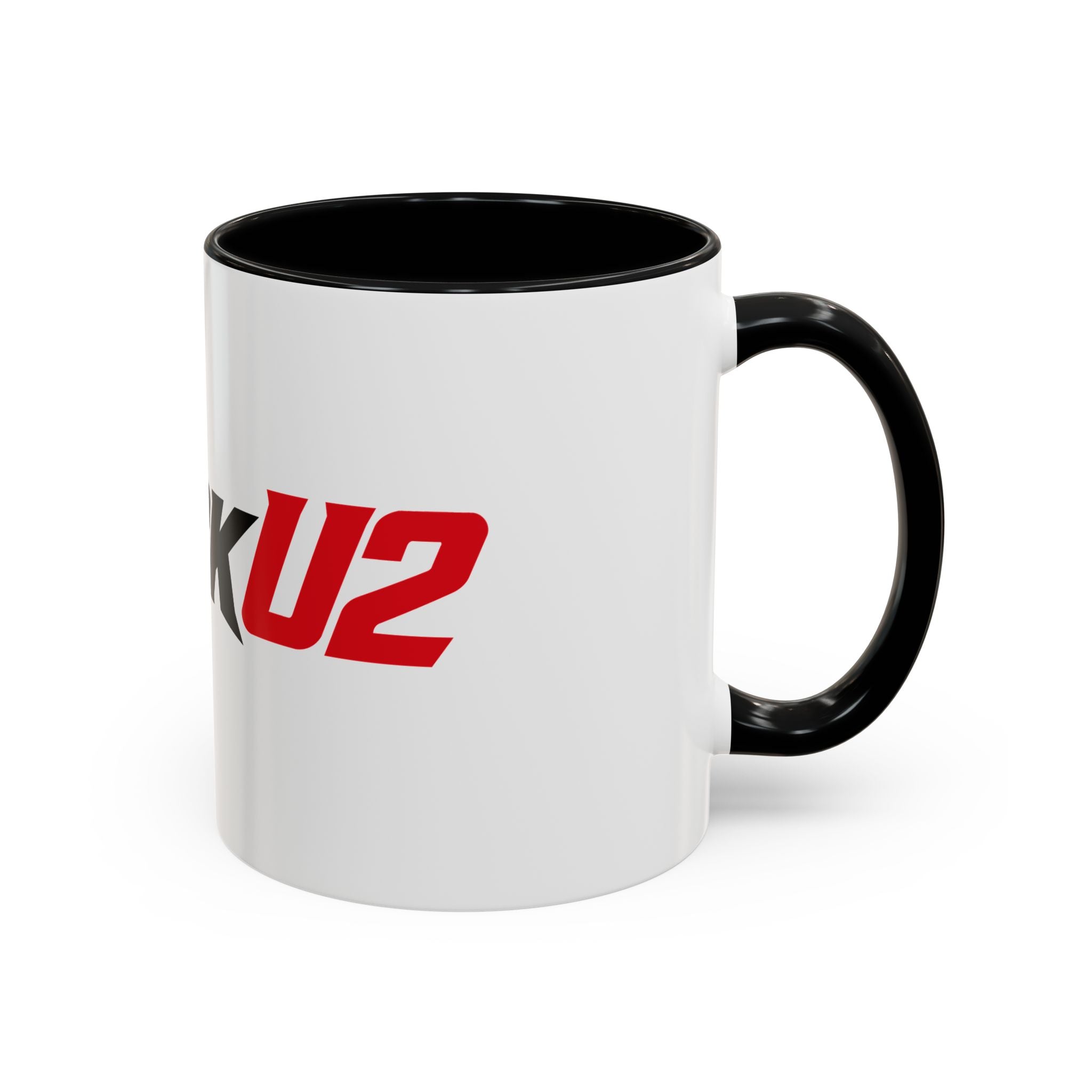 MuckU2 Classic White Mug (black/red logo/SKU 100046)
