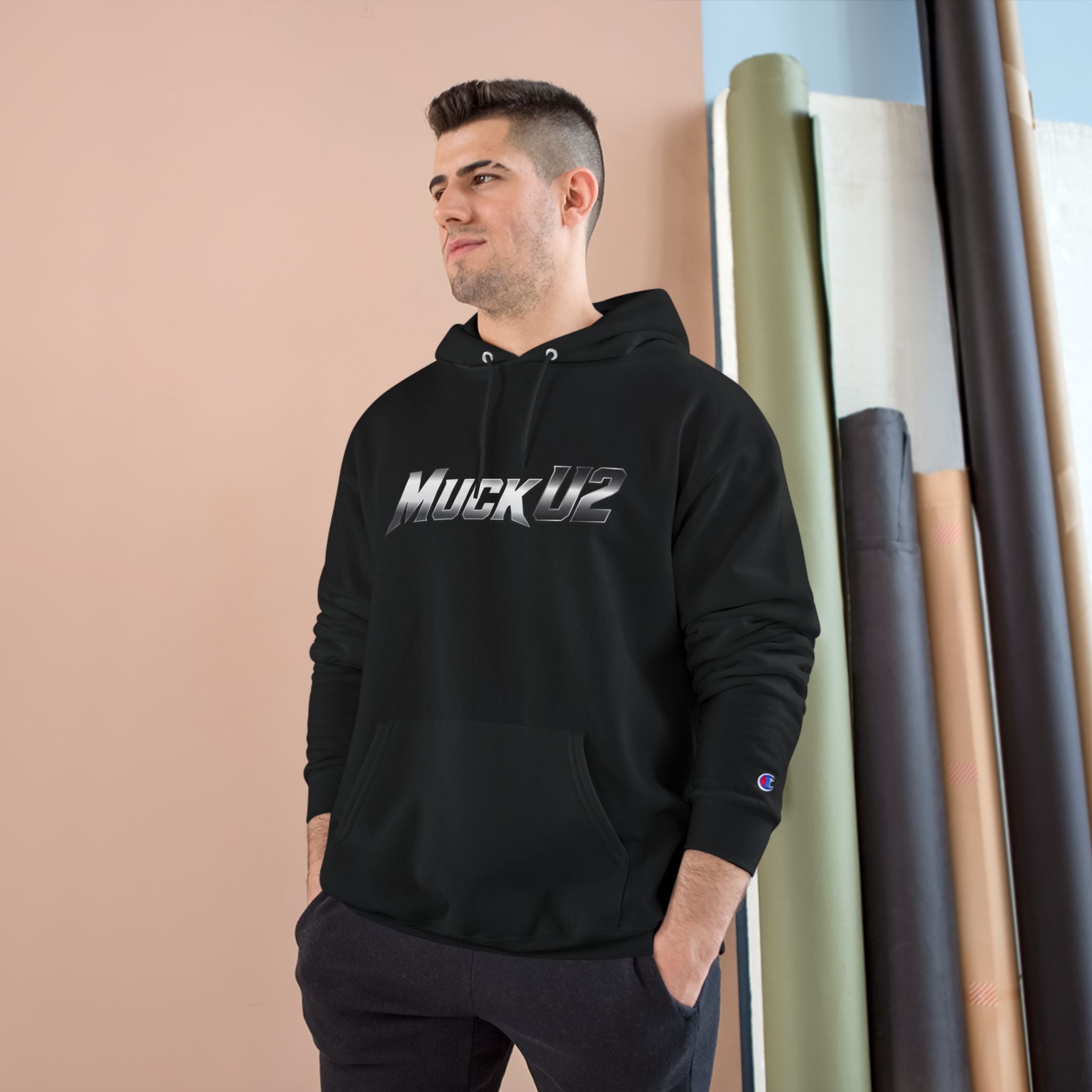MuckU2 Poker Hoodie (gradient silver/black logo/SKU 100049)