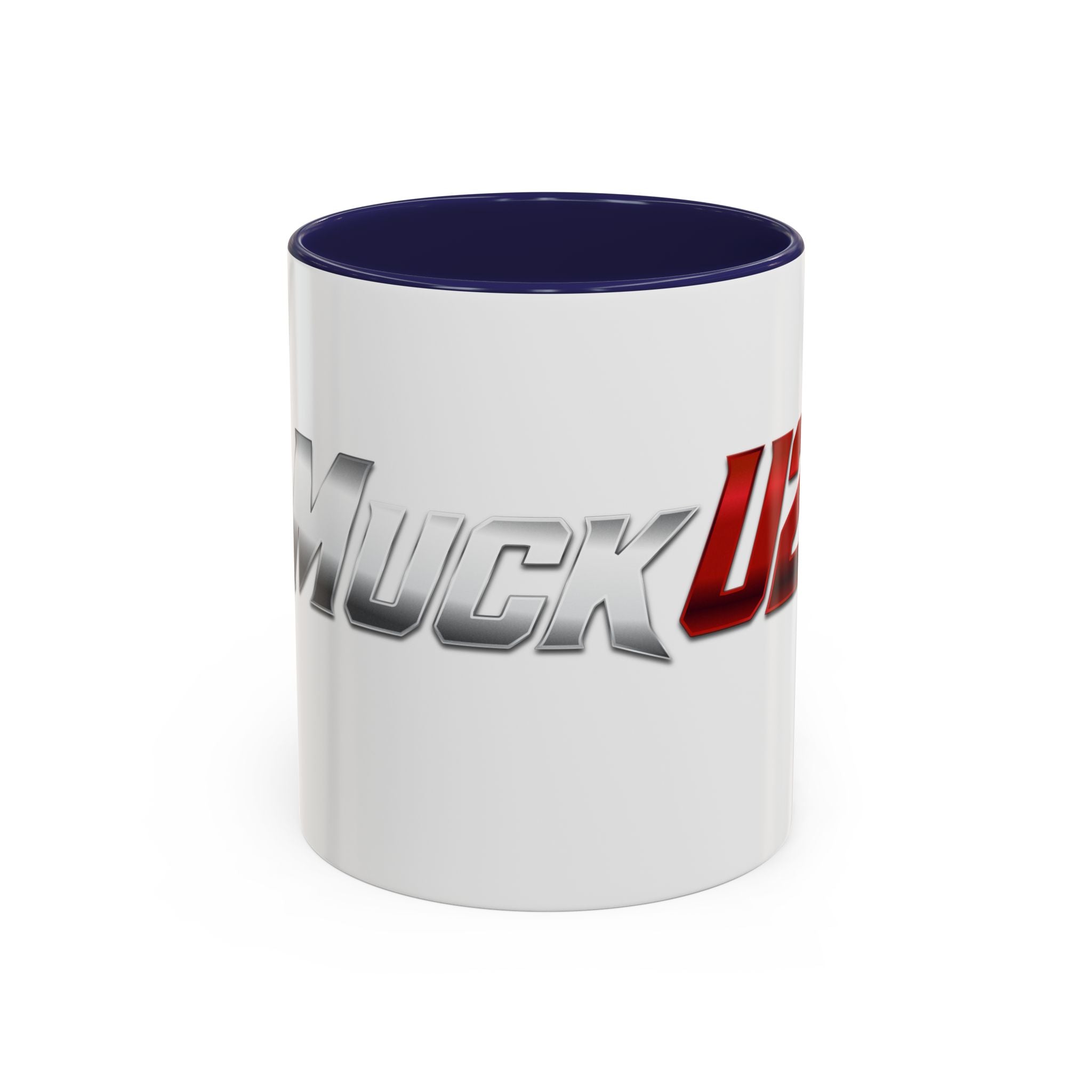 MuckU2 Classic White Mug (gradient silver/red logo/SKU 100044)