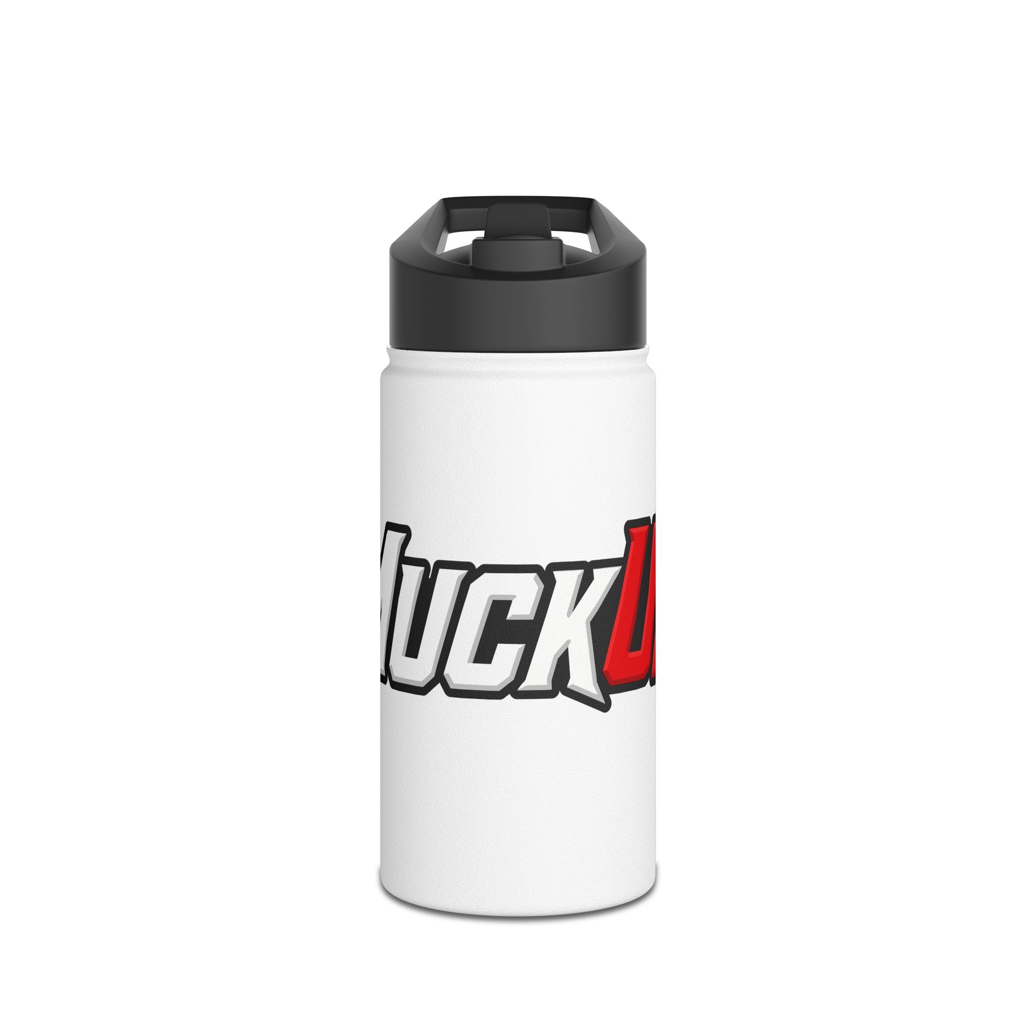 MuckU2 Stainless Steel Poker Water Bottle (white/red logo/SKU 100028)