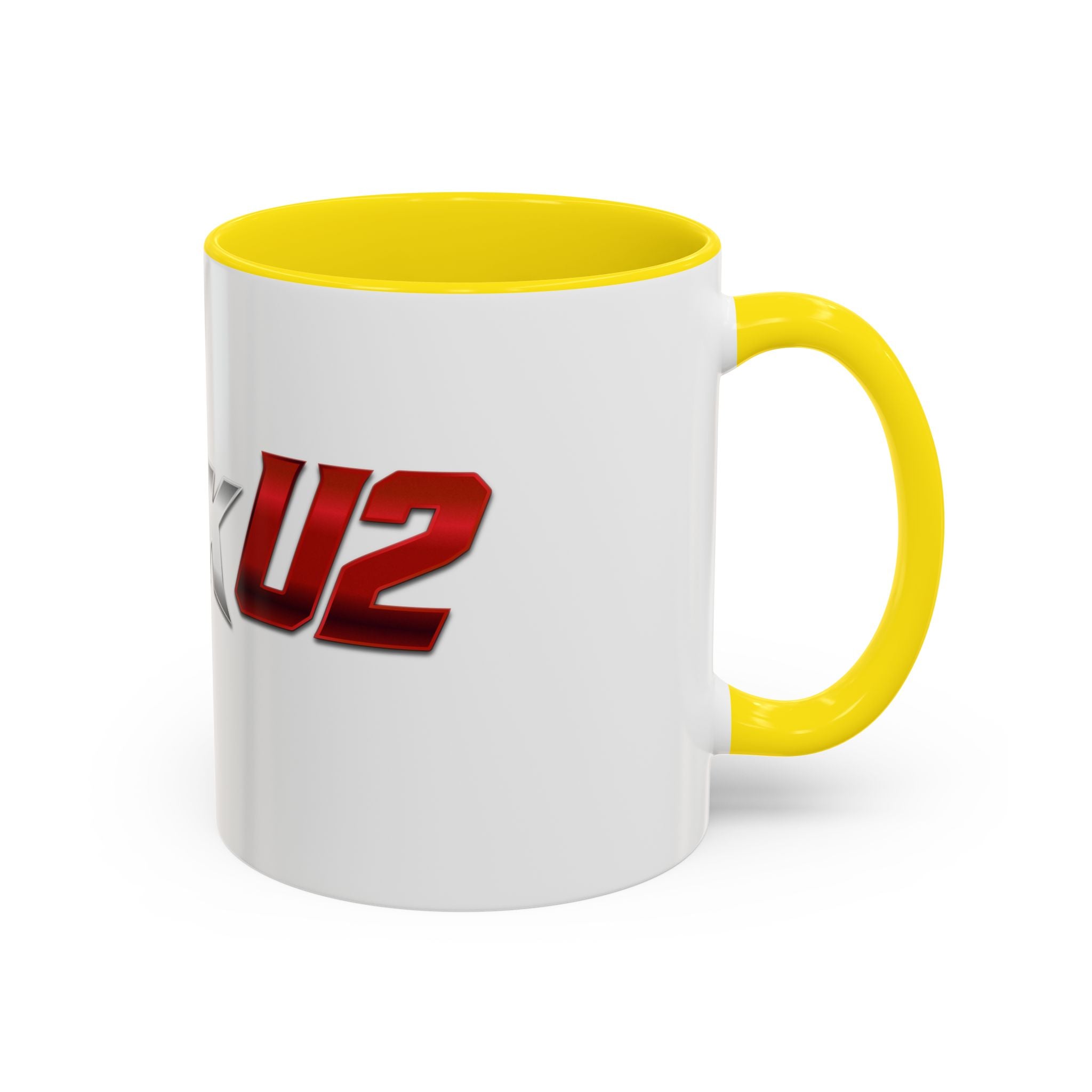 MuckU2 Classic White Mug (gradient silver/red logo/SKU 100044)