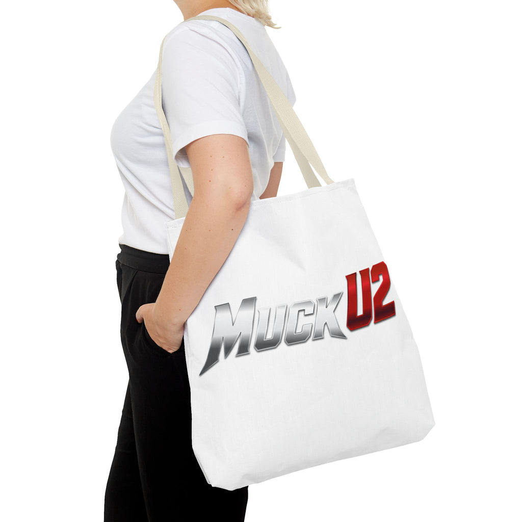 MuckU2 Bubble Canvas Poker Tote Bag (gradient silver/red logo SKU 100021)