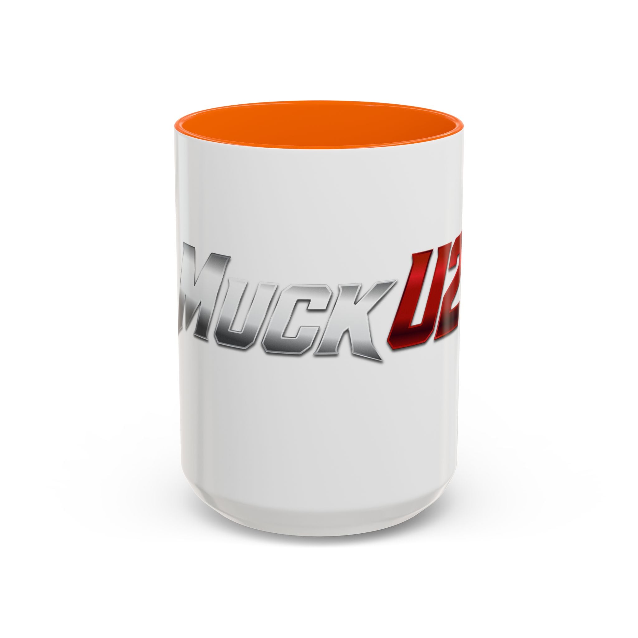 MuckU2 Classic White Mug (gradient silver/red logo/SKU 100044)