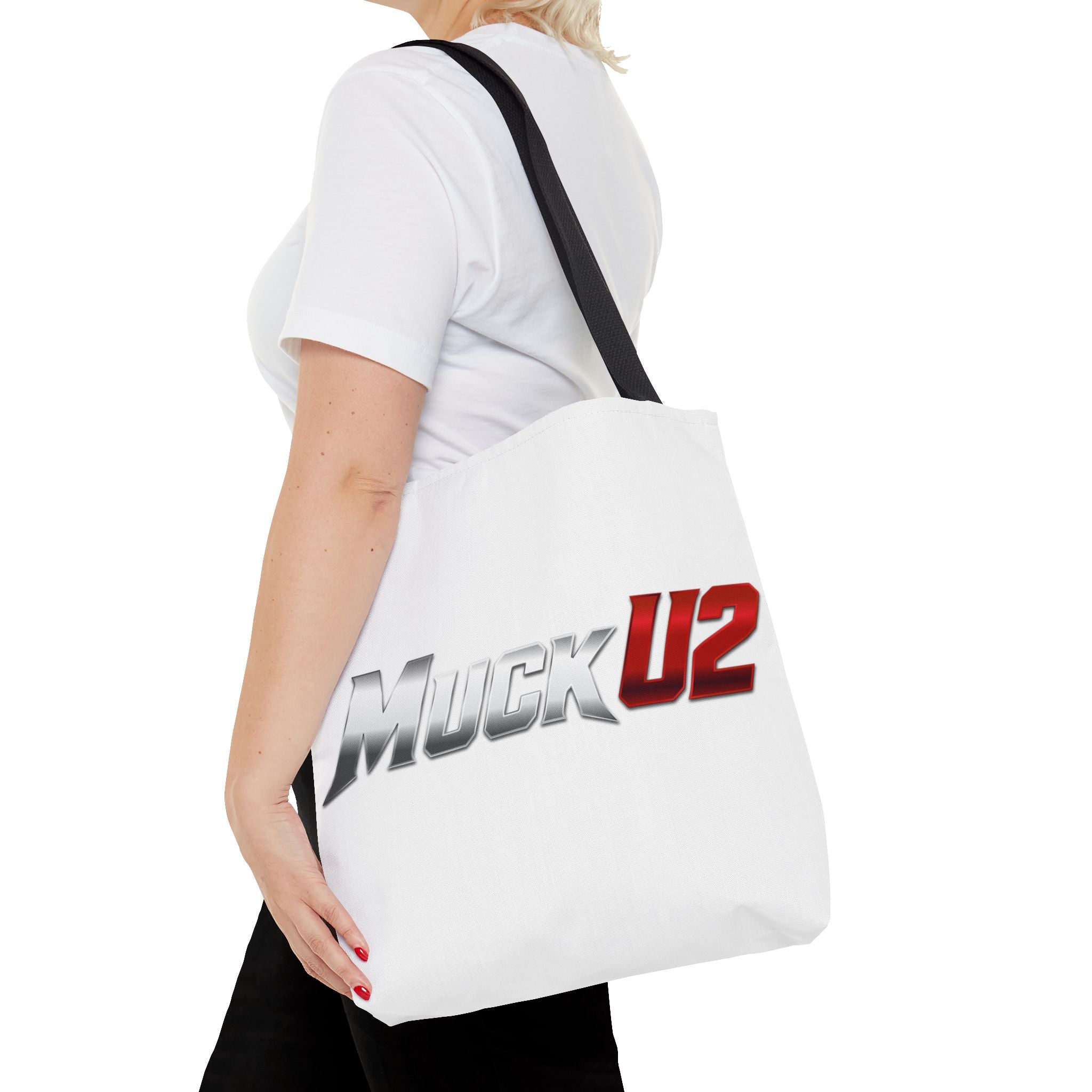 MuckU2 Bubble Canvas Poker Tote Bag (gradient silver/red logo SKU 100021)