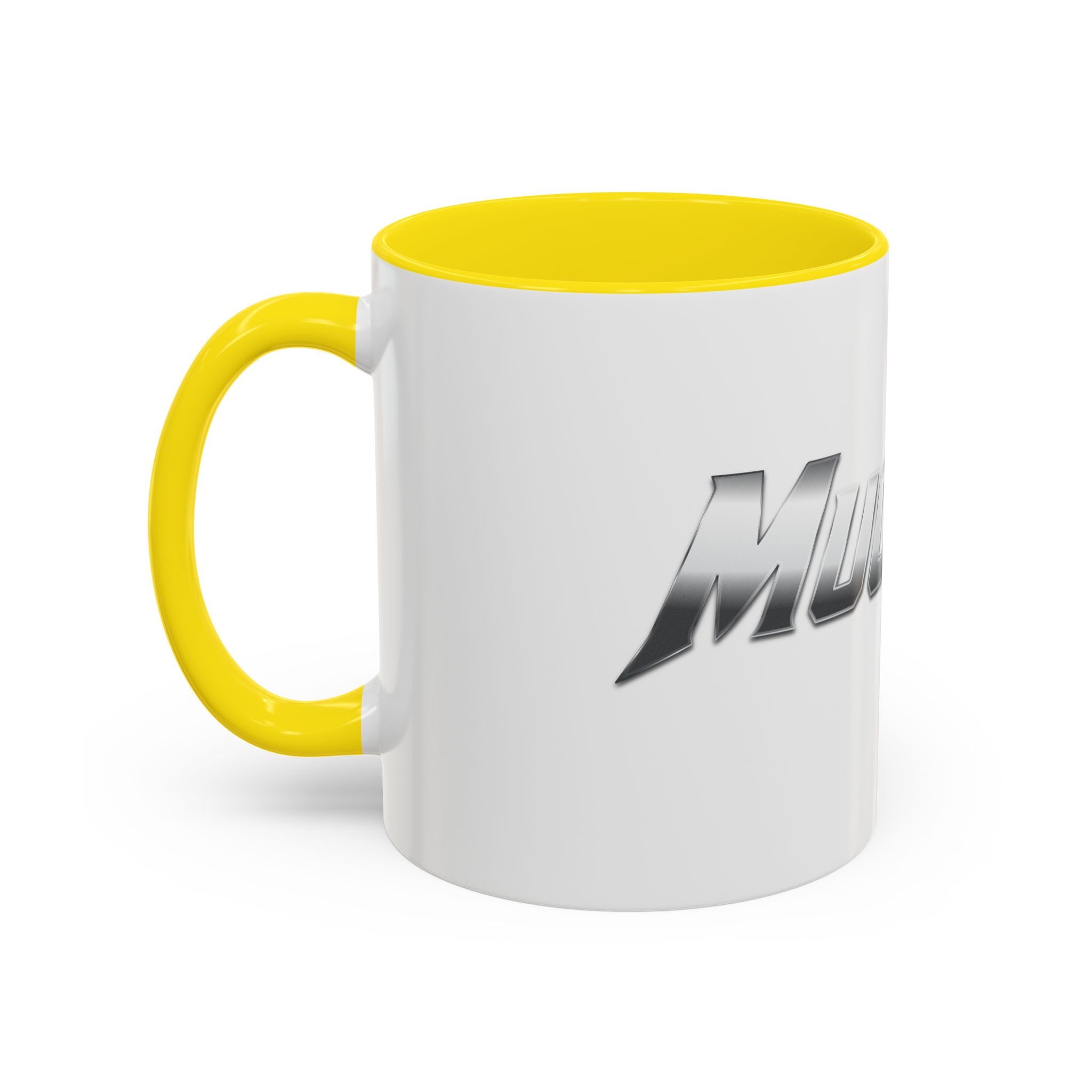 MuckU2 Classic White Mug (gradient silver/black logo/SKU 100043)