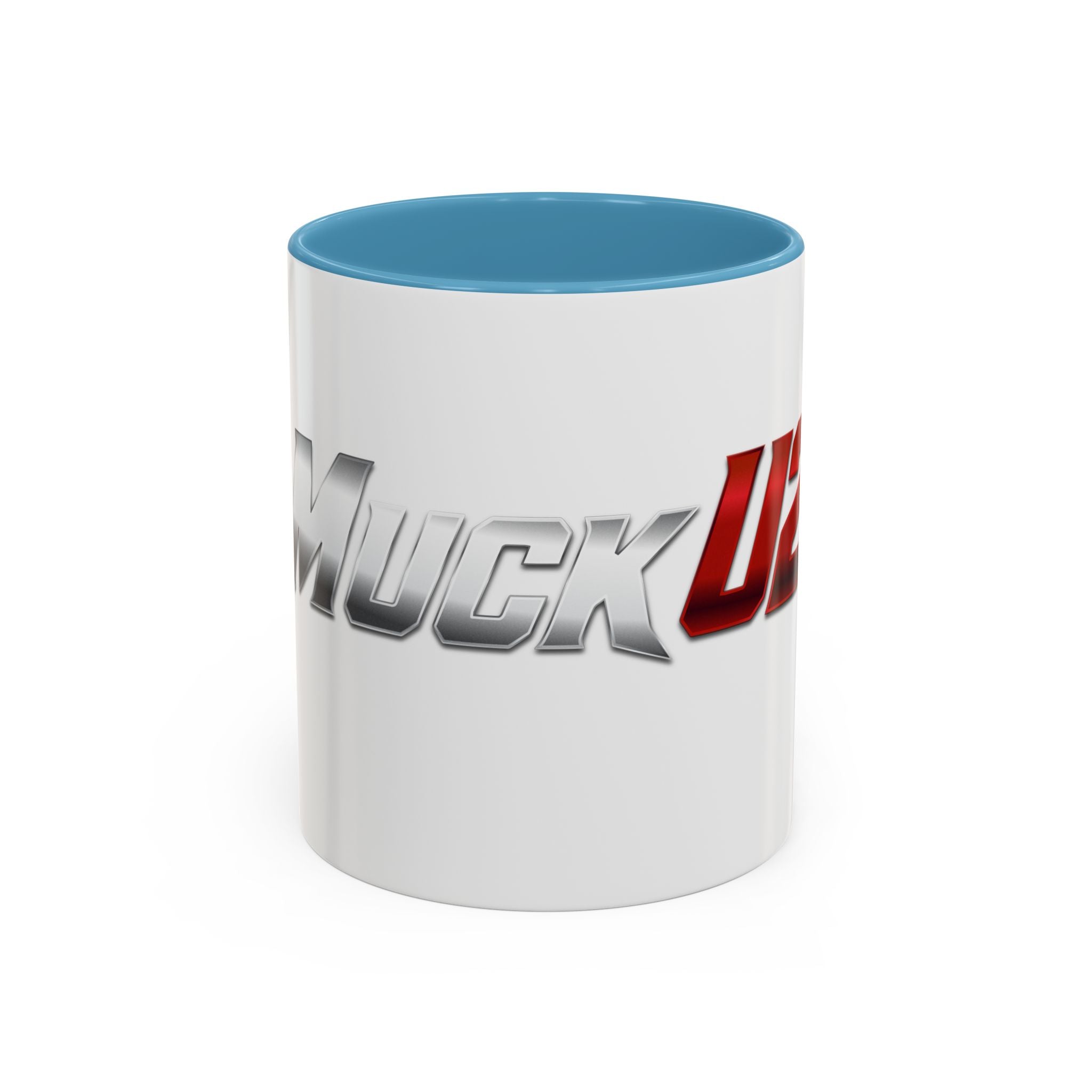 MuckU2 Classic White Mug (gradient silver/red logo/SKU 100044)