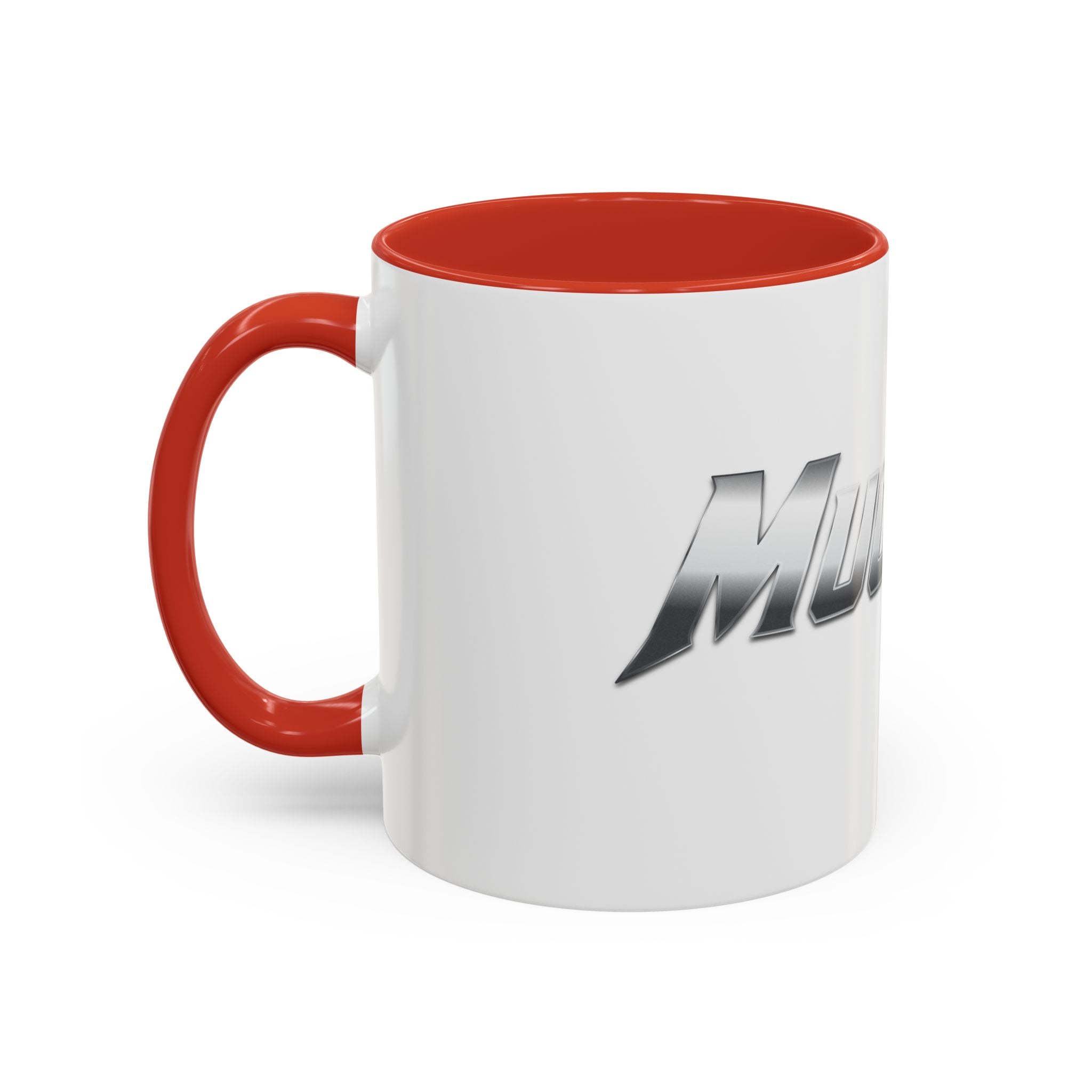 MuckU2 Classic White Mug (gradient silver/black logo/SKU 100043)