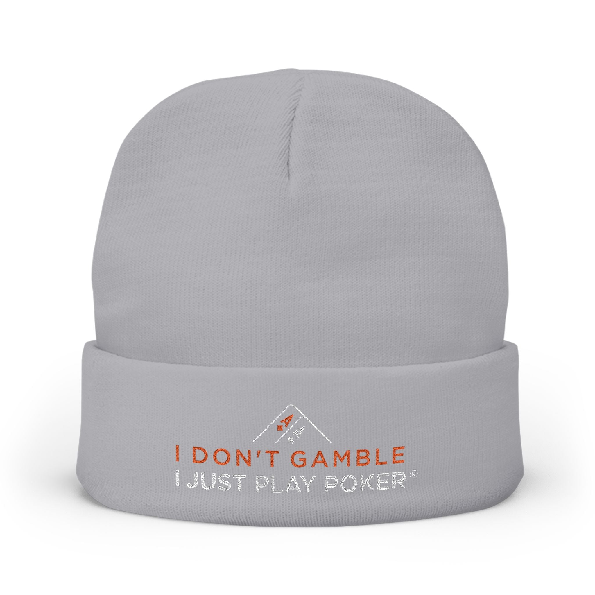 Bounty Beanie (red/white logo) — "I Just Play Poker
